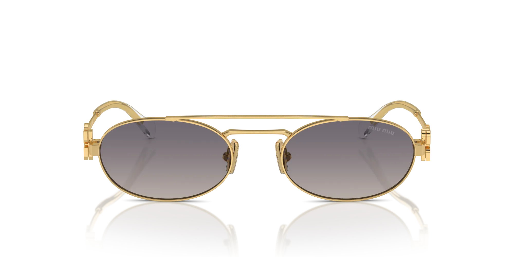 Miu Miu MU 54ZS 5AK30C Occhiali da sole Metallo Oro Grigio Rotonda Specchiate Sfumato - immagine 3