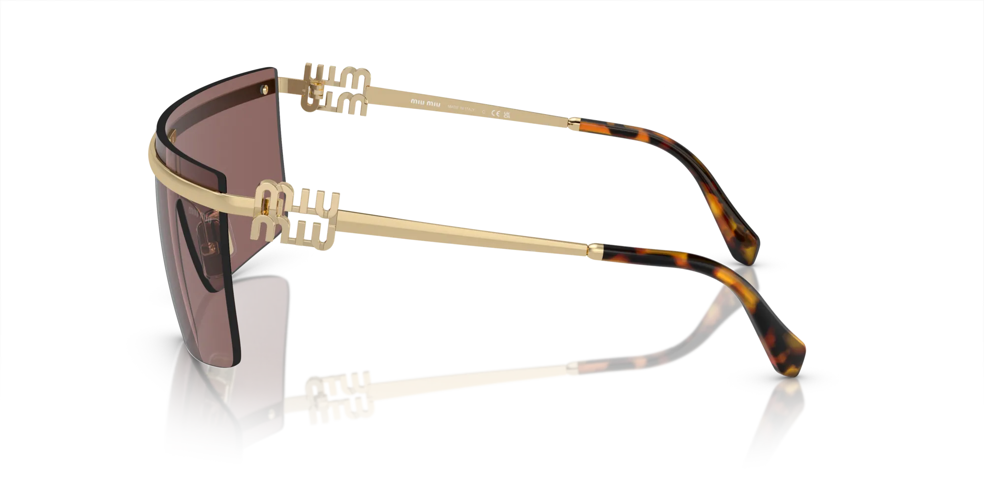 Miu Miu MU 50ZS ZVN70D Occhiali da sole Metallo Oro Marrone Geometrica Normale - immagine 4