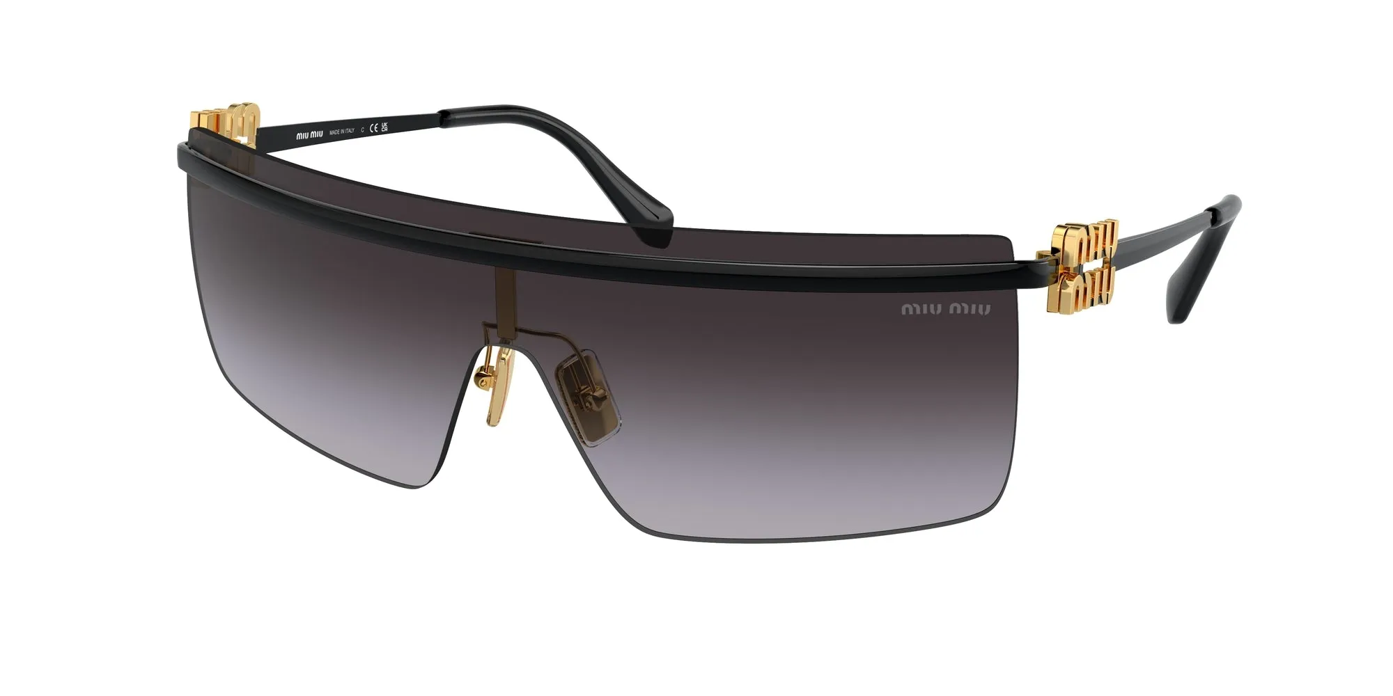 Miu Miu MU 50ZS 1AB5D1 Occhiali da sole Metallo Nero Grigio Geometrica Normale Sfumato - immagine 1