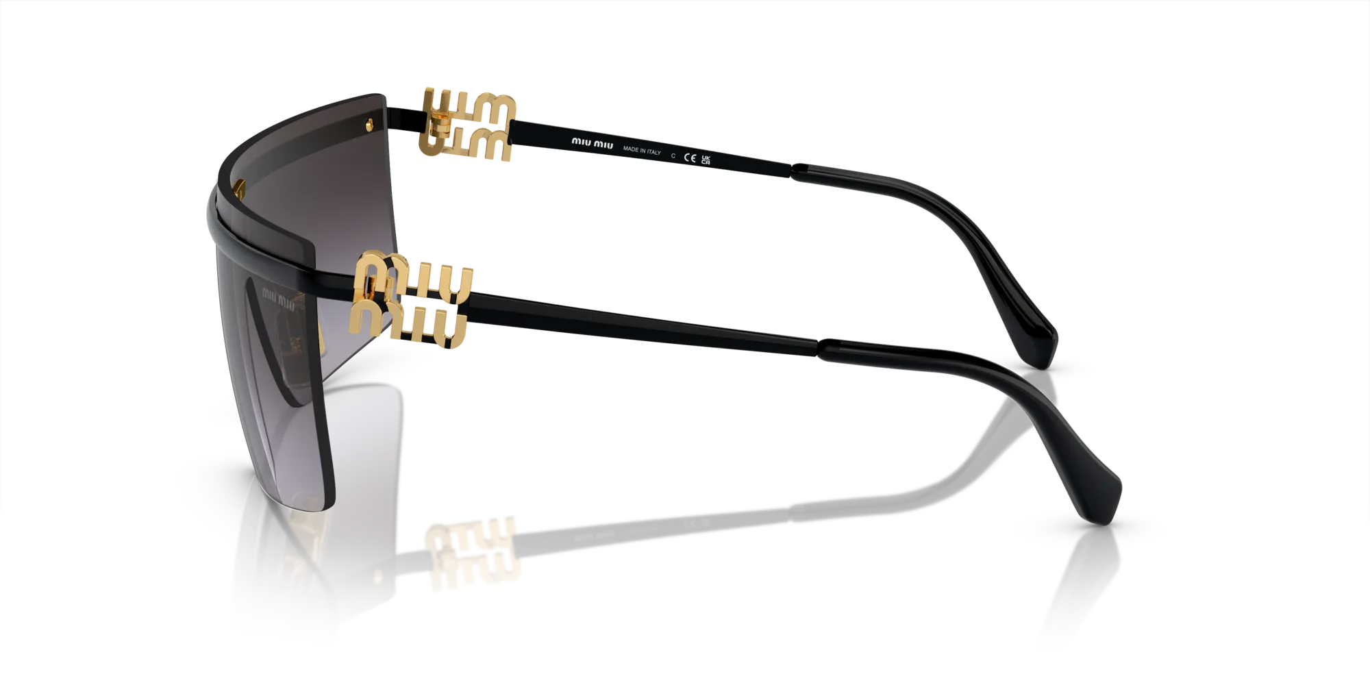 Miu Miu MU 50ZS 1AB5D1 Occhiali da sole Metallo Nero Grigio Geometrica Normale Sfumato - immagine 4