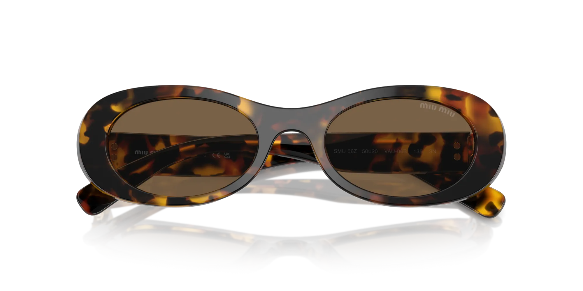 Miu Miu MU 06ZS VAU06B Occhiali da sole Acetato Tartaruga Marrone Rotonda Normale - immagine 2