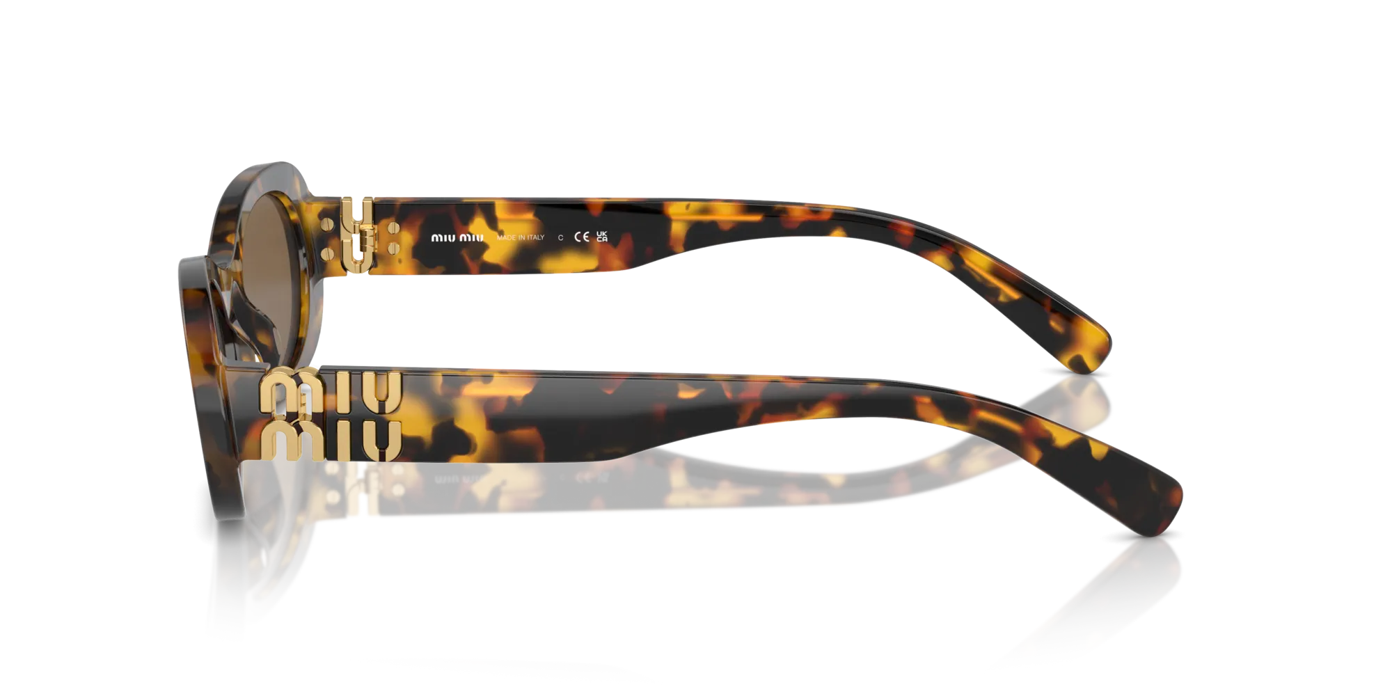 Miu Miu MU 06ZS VAU06B Occhiali da sole Acetato Tartaruga Marrone Rotonda Normale - immagine 4