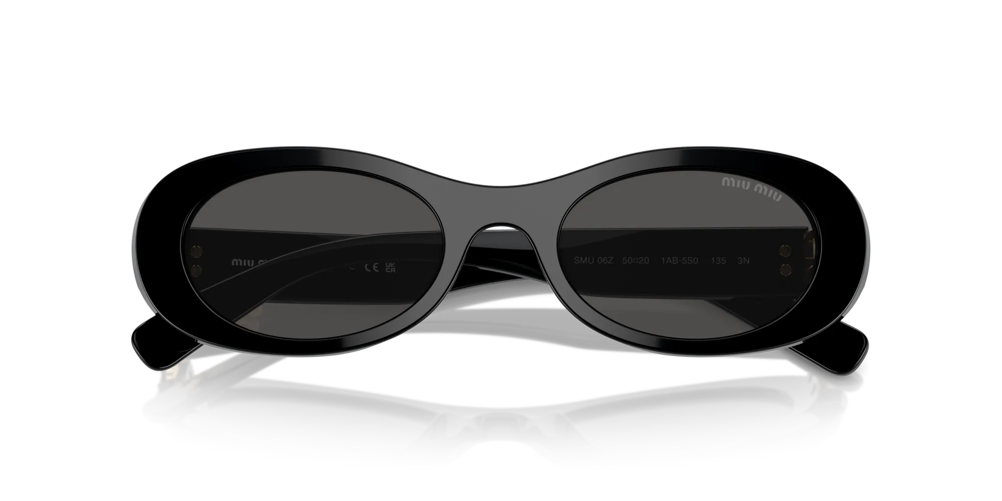 Miu Miu MU 06ZS 1AB5S0 Occhiali da sole Acetato Nero Grigio Rotonda Normale - immagine 2