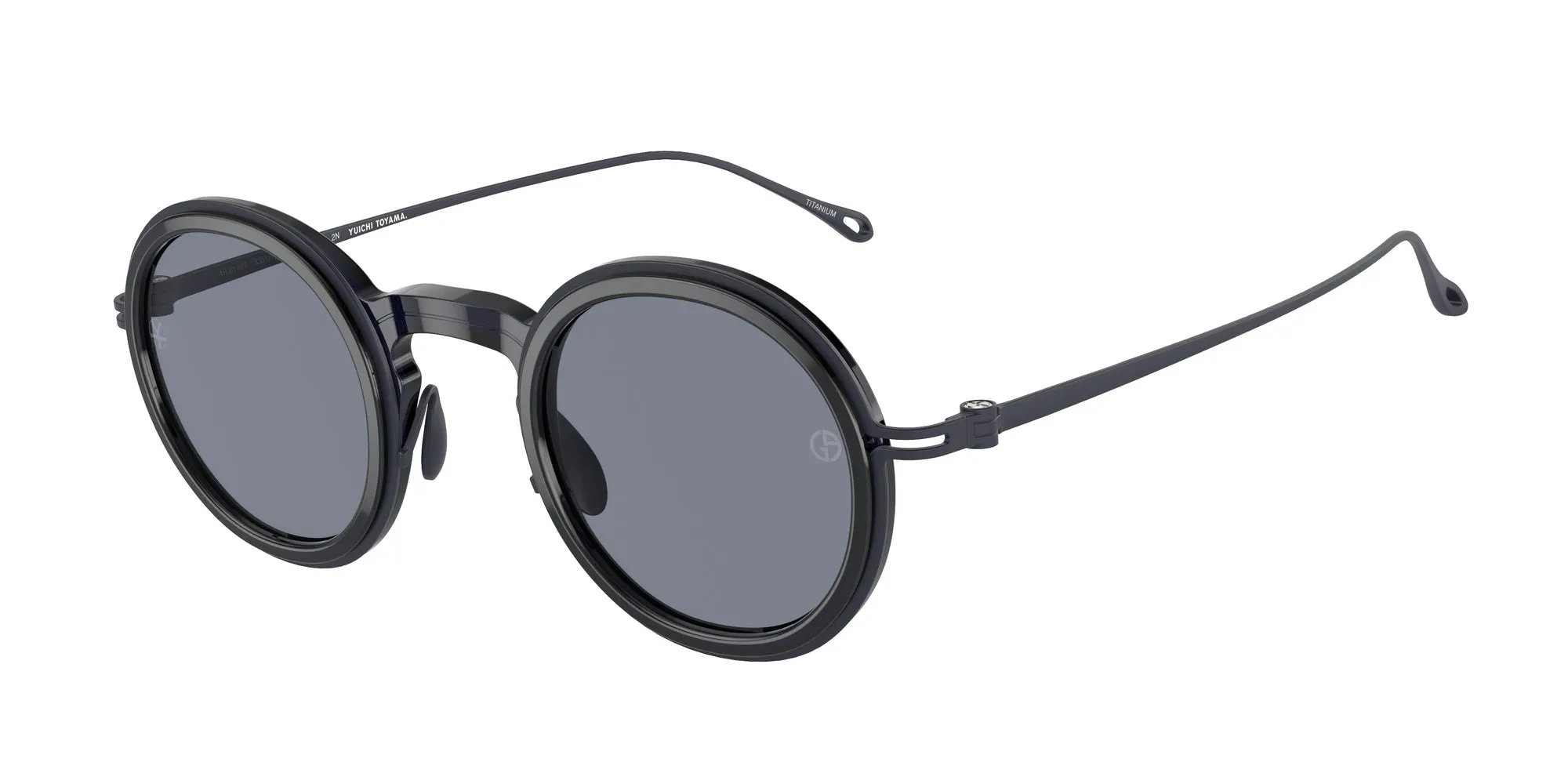 Giorgio Armani AR6147T 335119 Occhiali da sole Titanio Blu Blu Rotonda Normale - immagine 1
