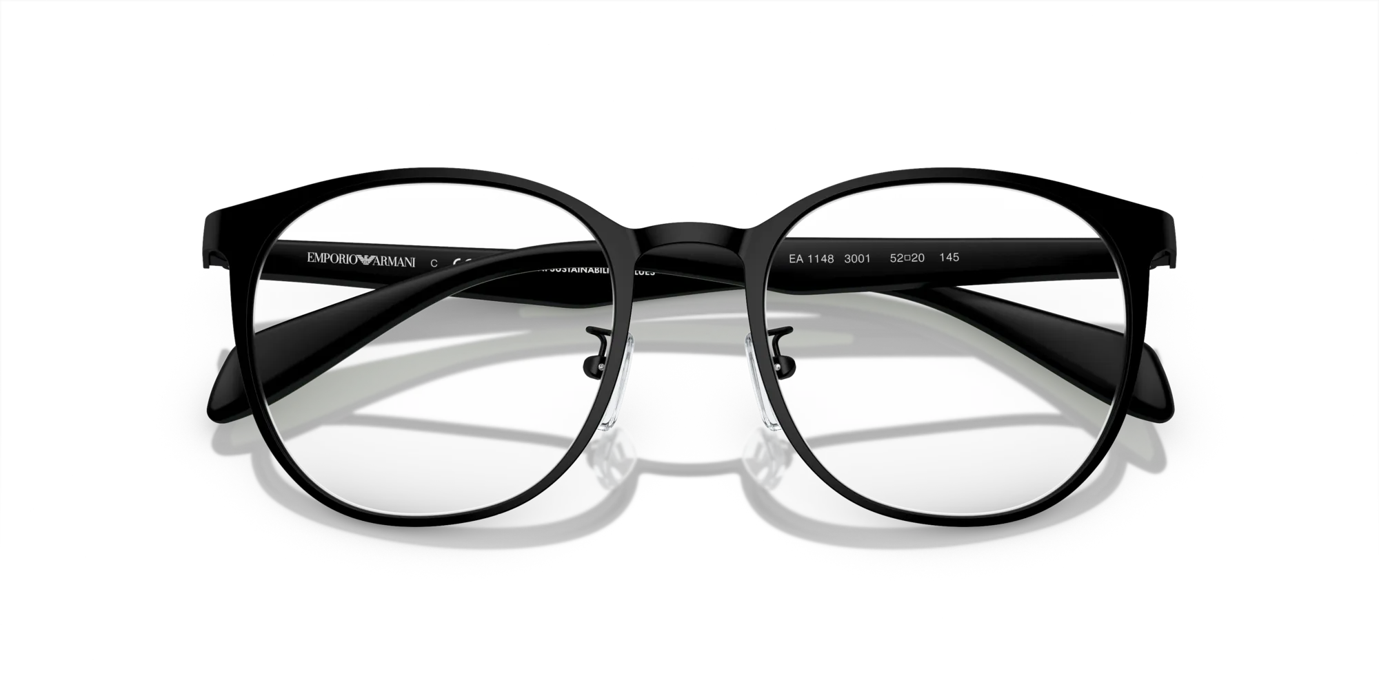 Emporio Armani EA1148 3001 Montature da vista Metallo Nero Trasparente Pantos Normale - immagine 2