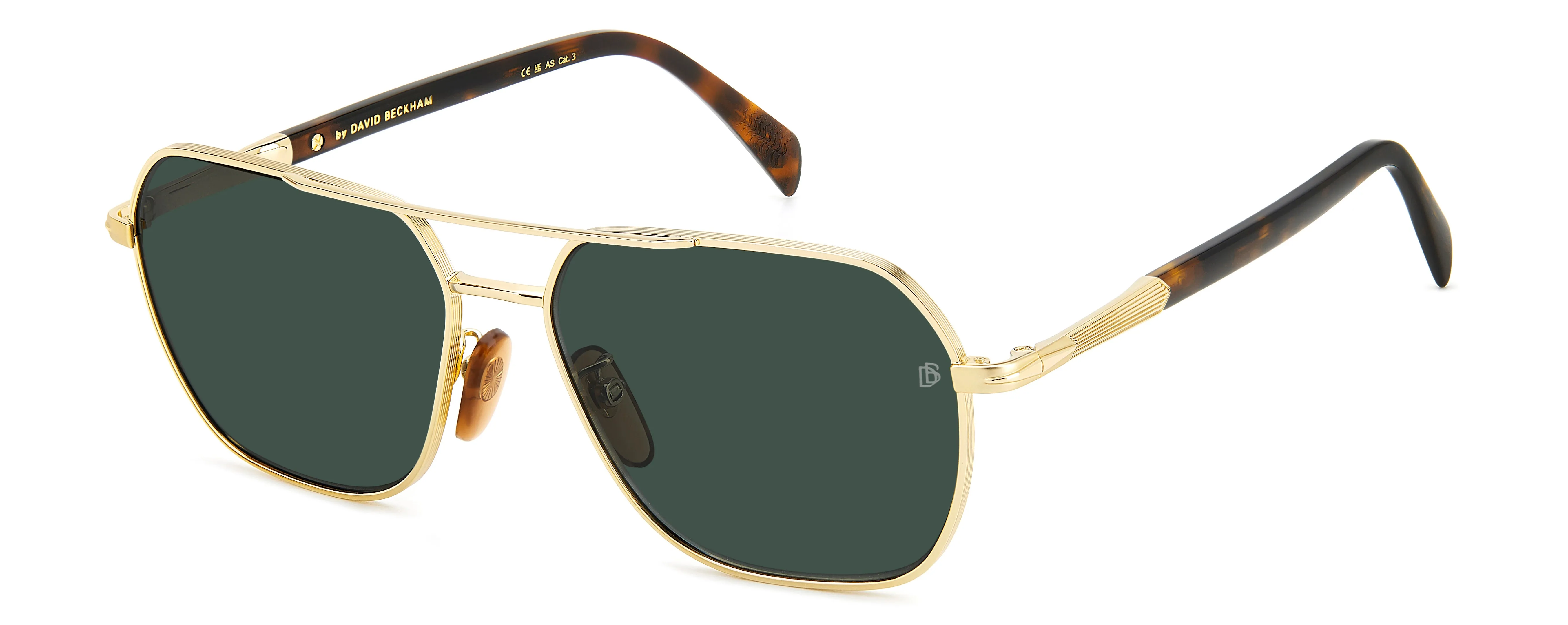 DAVID BECKHAM DB 1128/G/S 06J/QT Occhiali da sole Metallo Oro Havana Verde Squadrata - immagine 1