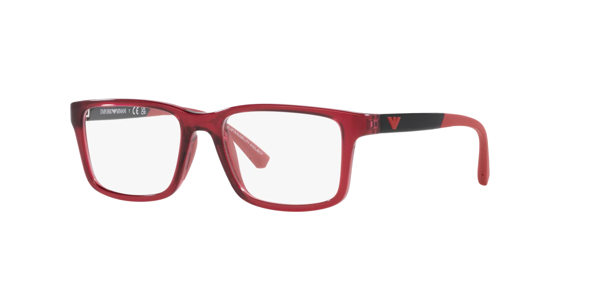 Emporio Armani EK3203 5440 Montature da vista Iniettato Rosso Trasparente Pillow Normale - immagine 3