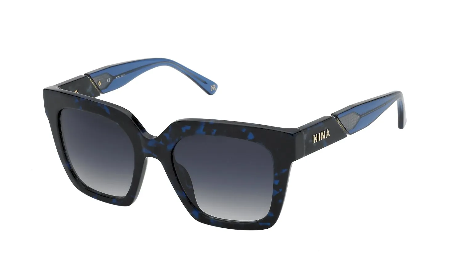 Nina Ricci SNR318 0VBG Occhiali da sole Acetato Blu Blu Squadrata Normale Sfumato - immagine 1