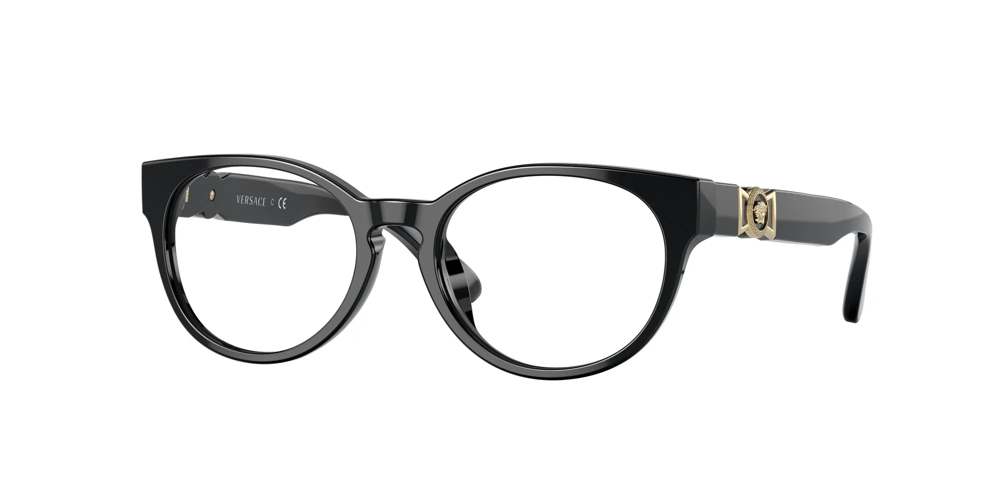 Versace VK3323U GB1 Montature da vista bambino Acetato Nero Trasparente Rotonda Normale - immagine 1