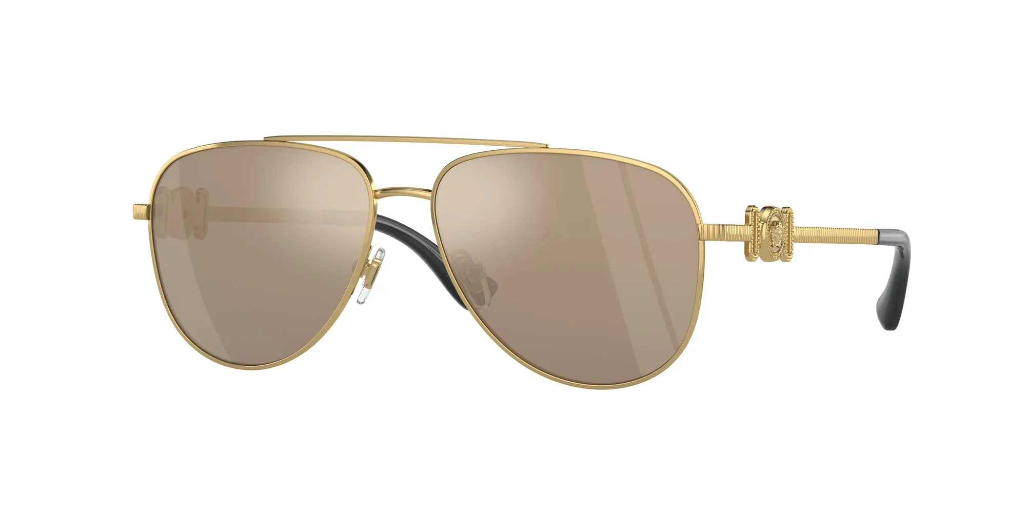 Versace VK2002 10025A Occhiali da sole Metallo Oro Marrone Pilot Specchiate Specchiato - immagine 1