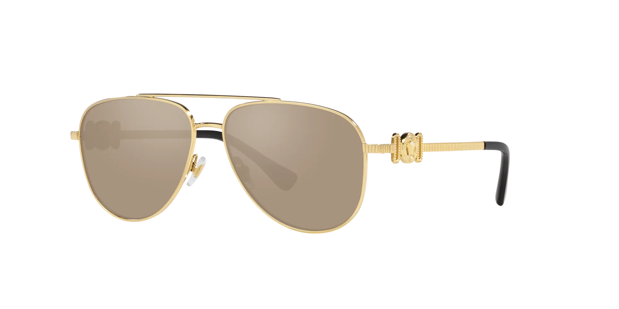 Versace VK2002 10025A Occhiali da sole Metallo Oro Marrone Pilot Specchiate Specchiato - immagine 3