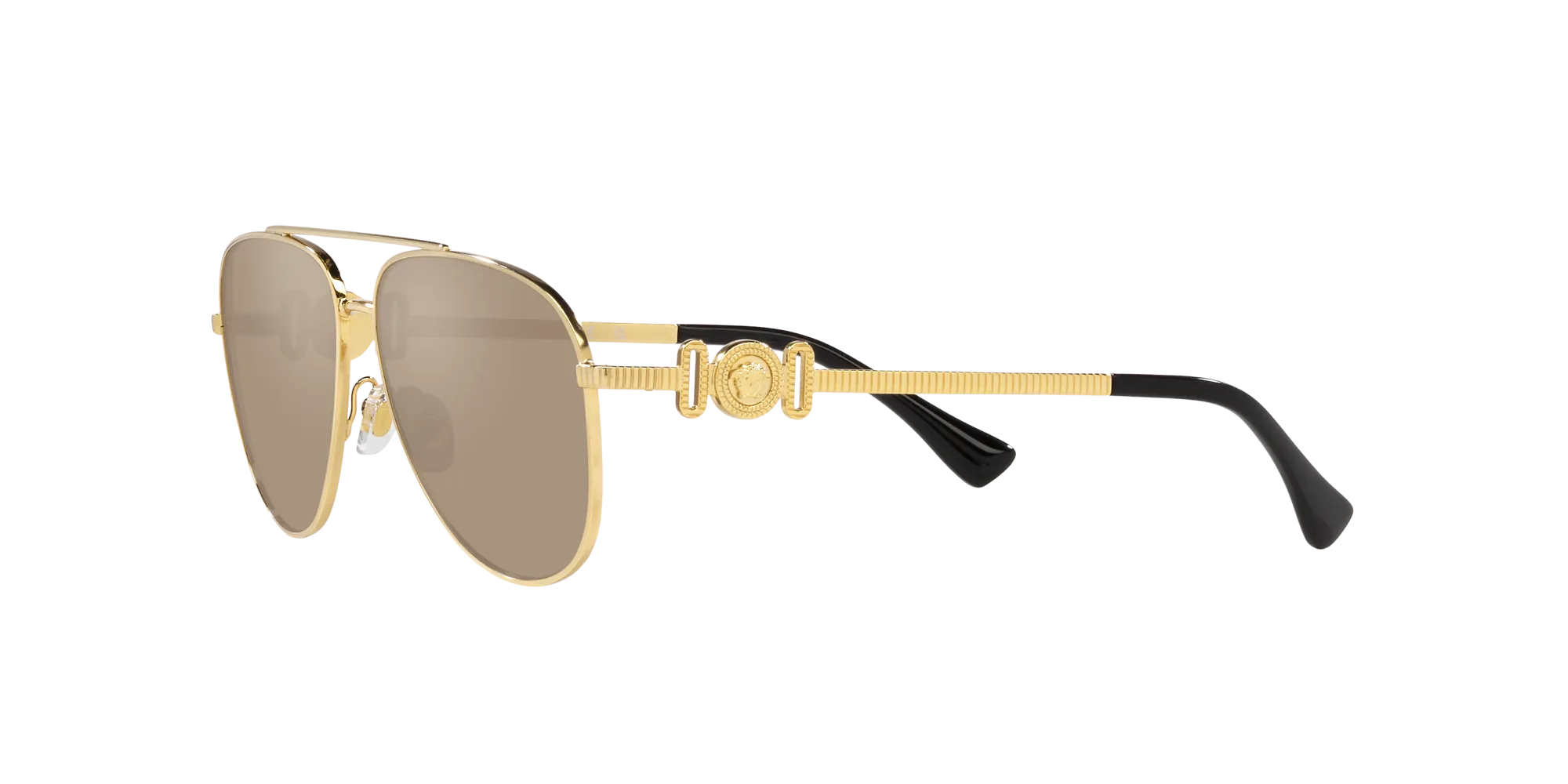 Versace VK2002 10025A Occhiali da sole Metallo Oro Marrone Pilot Specchiate Specchiato - immagine 4