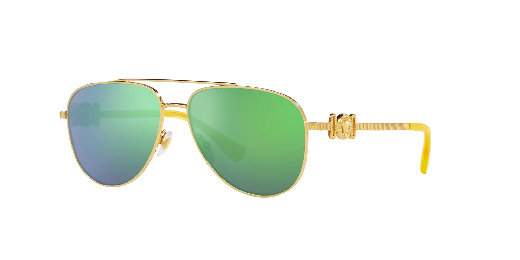 Versace VK2002 10023R Occhiali da sole Metallo Oro Verde Pilot Specchiate Specchiato - immagine 3