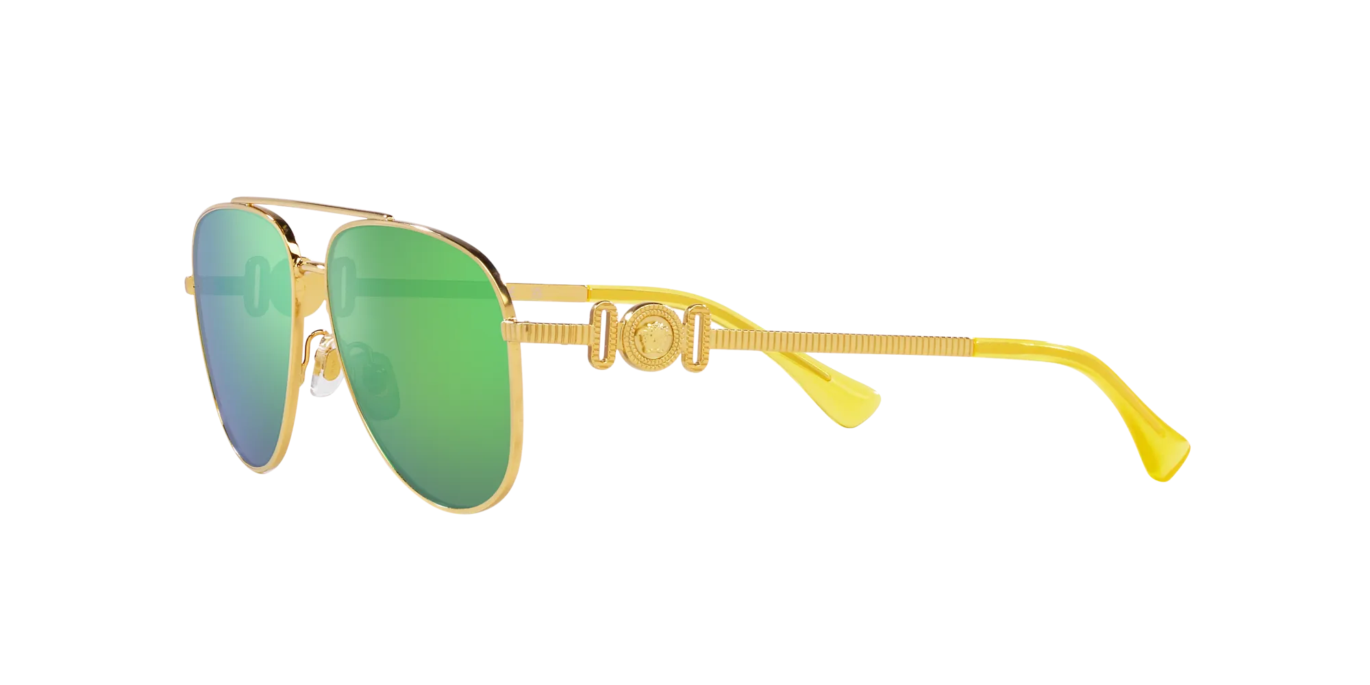 Versace VK2002 10023R Occhiali da sole Metallo Oro Verde Pilot Specchiate Specchiato - immagine 4