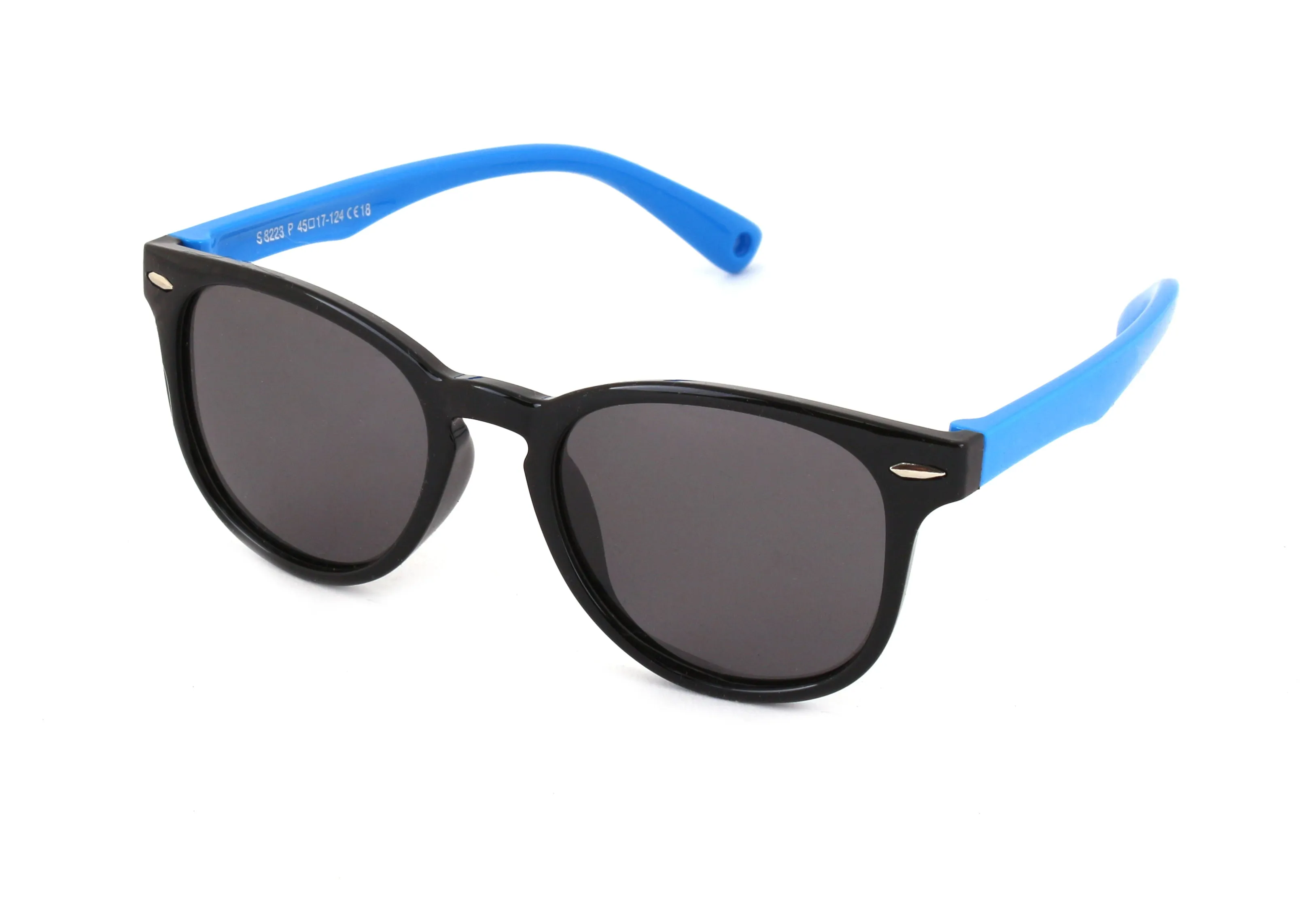 EXIT Bambino OCCH. SOLE BAMB. PLAST. S8223 C.18 NERO LUC.-AZZURRO/FUMO *3P Occhiali da sole bambino Plastica Nero Grigio Pantos Polarizzata - immagine 1