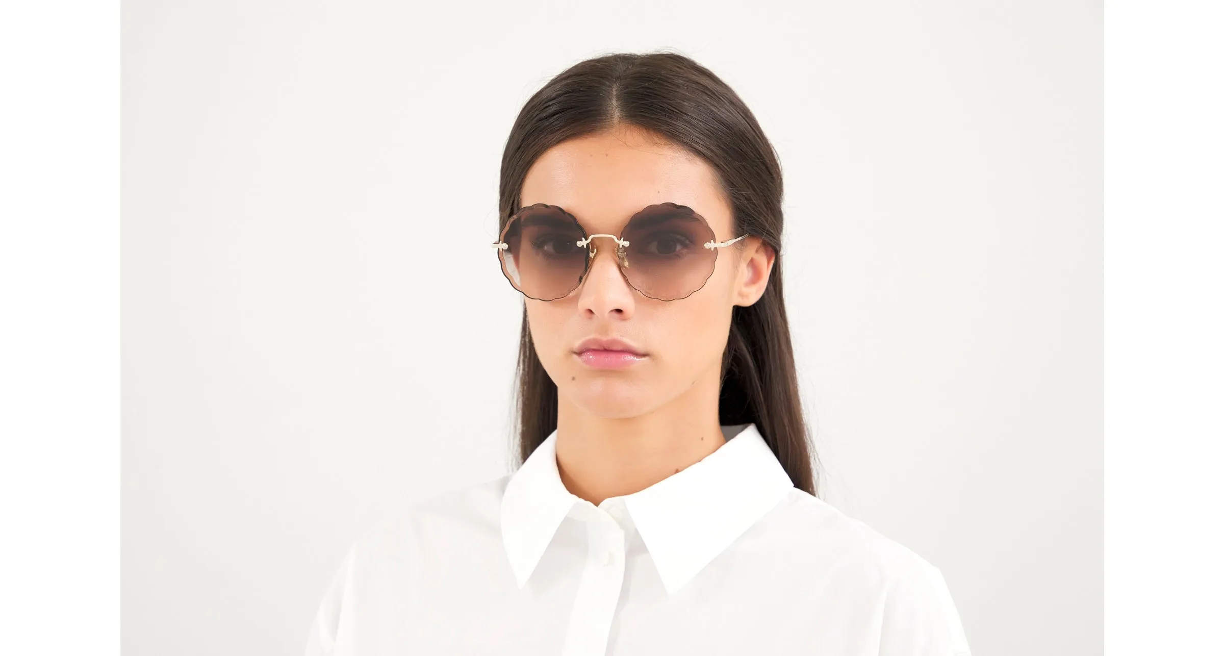 Chloé CH0047S 001 Occhiali da sole Metallo Oro Marrone Geometrica Sfumato - immagine 2