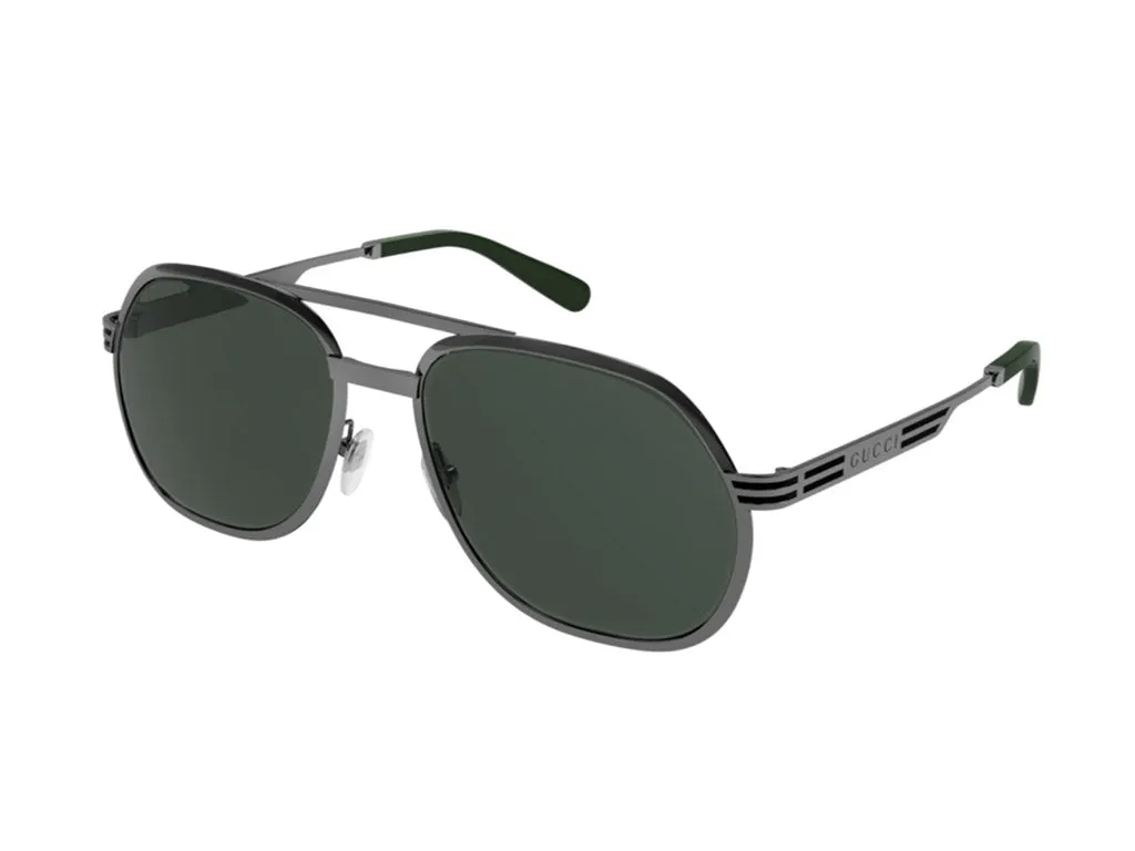 Gucci Uomo GG0981S 002 Occhiali da sole Metallo Rutenio Verde Pilot Normale - immagine 1