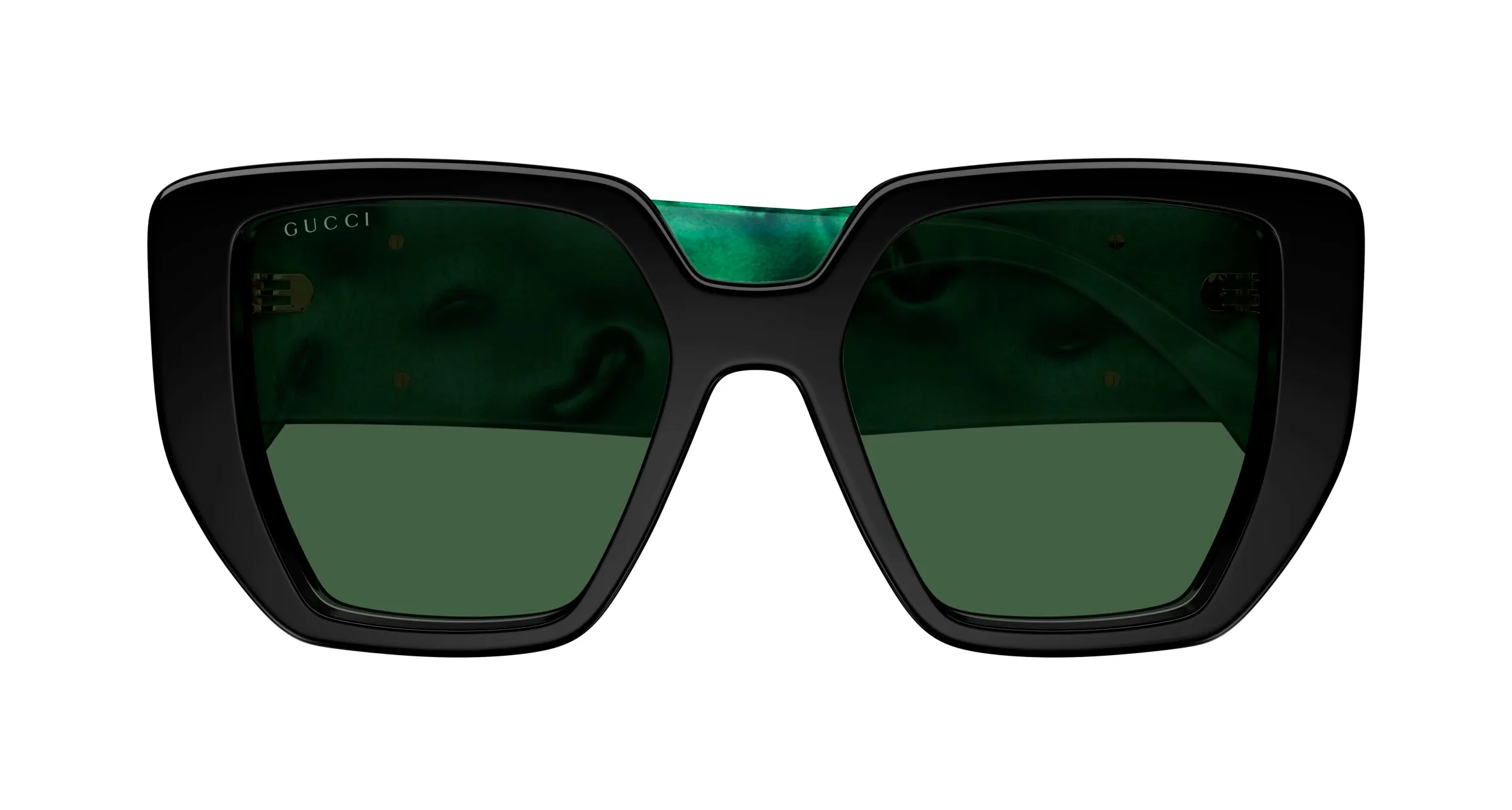 Gucci GG0956S 001 Occhiali da sole Acetato Nero Verde Squadrata Normale - immagine 2