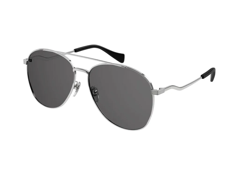 Gucci Donna GG0969S 001 Occhiali da sole Metallo Argento Grigio Pilot Normale - immagine 1