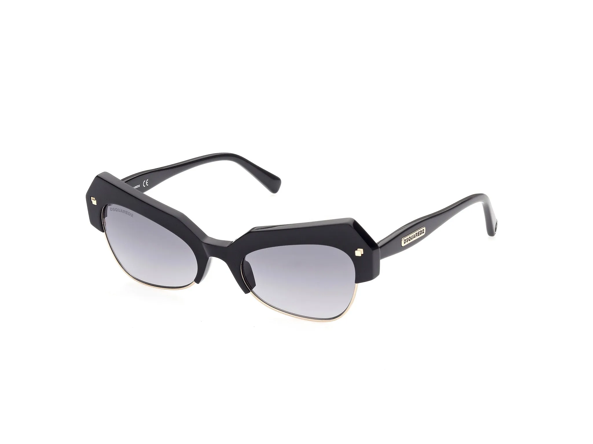 Dsquared2 DQ0367 Dalia 01B Occhiali da sole outlet Acetato Nero Grigio Geometrica Normale Sfumato - immagine 1