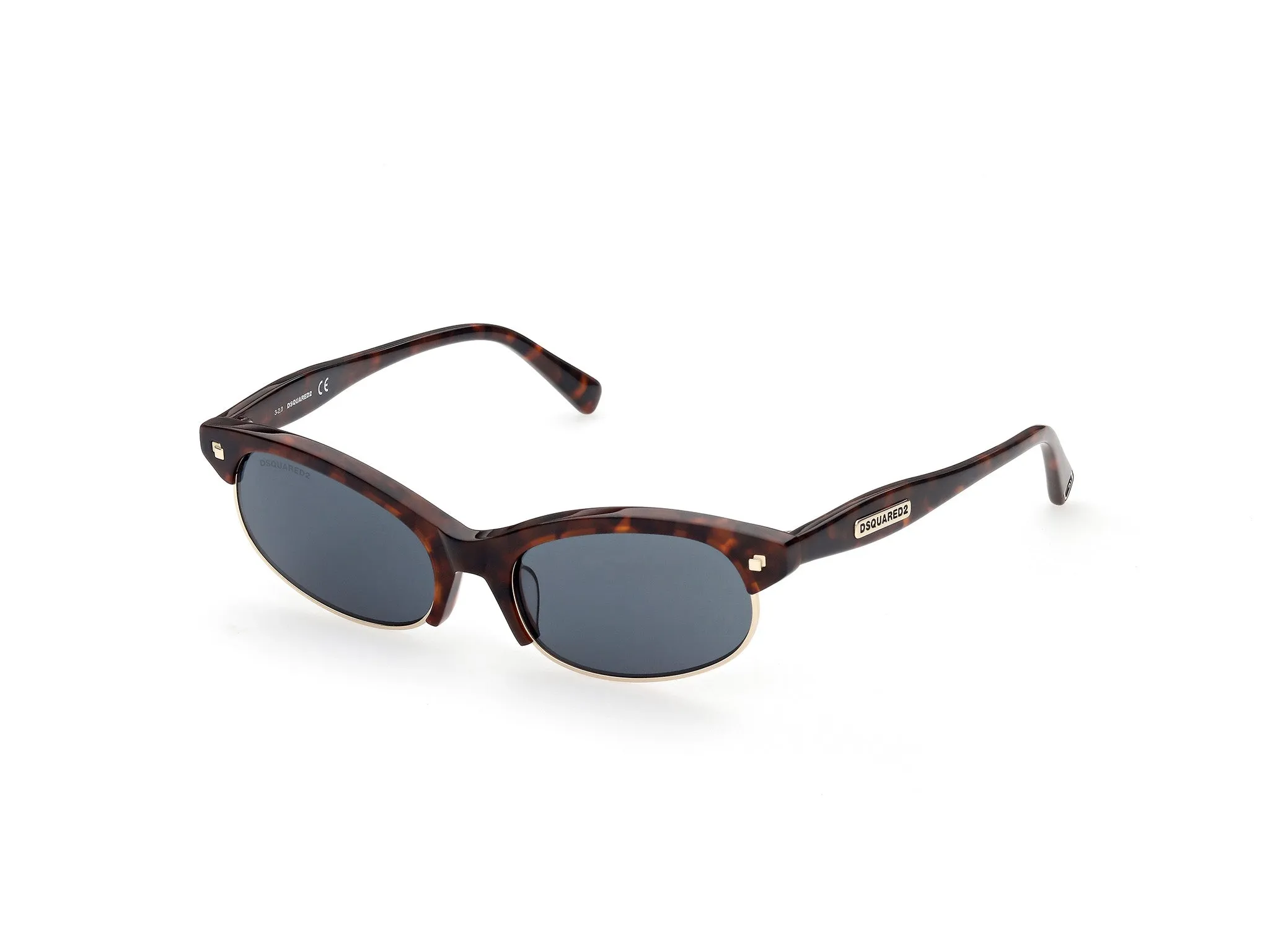 Dsquared2 DQ0368 Freddy 52N Occhiali da sole outlet Acetato Havana Verde Rotonda Normale - immagine 1