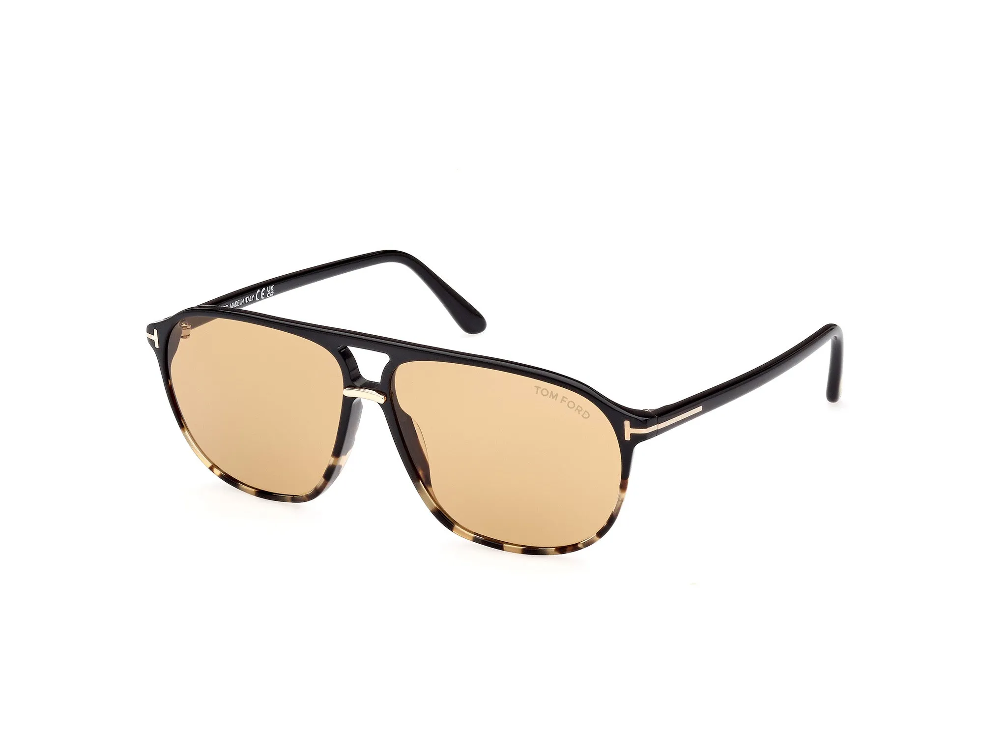 TOM FORD FT1026 BRUCE 05E Occhiali da sole Acetato Nero Marrone Squadrata Normale - immagine 1