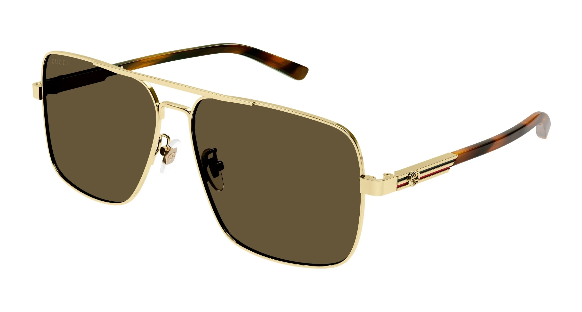 Gucci GG1289S 002 Occhiali da sole Metallo Oro Marrone Squadrata - immagine 1