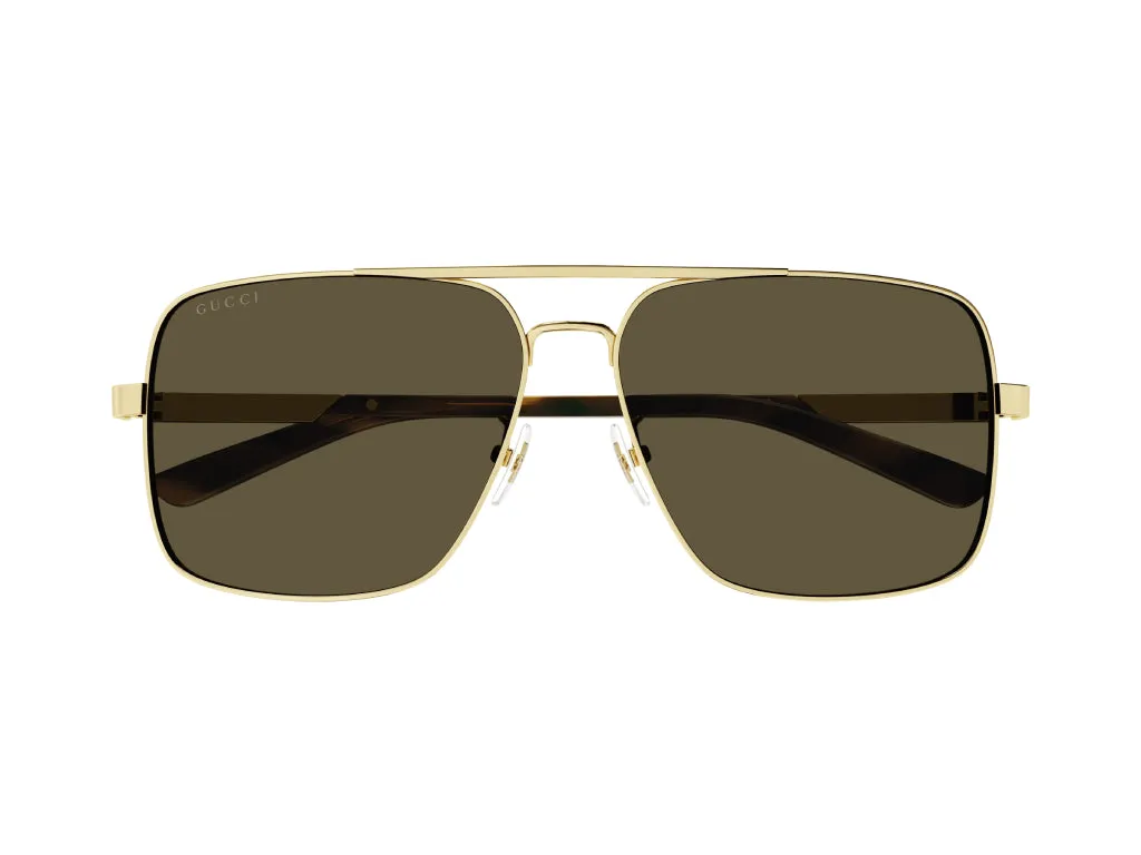 Gucci GG1289S 002 Occhiali da sole Metallo Oro Marrone Squadrata - immagine 2