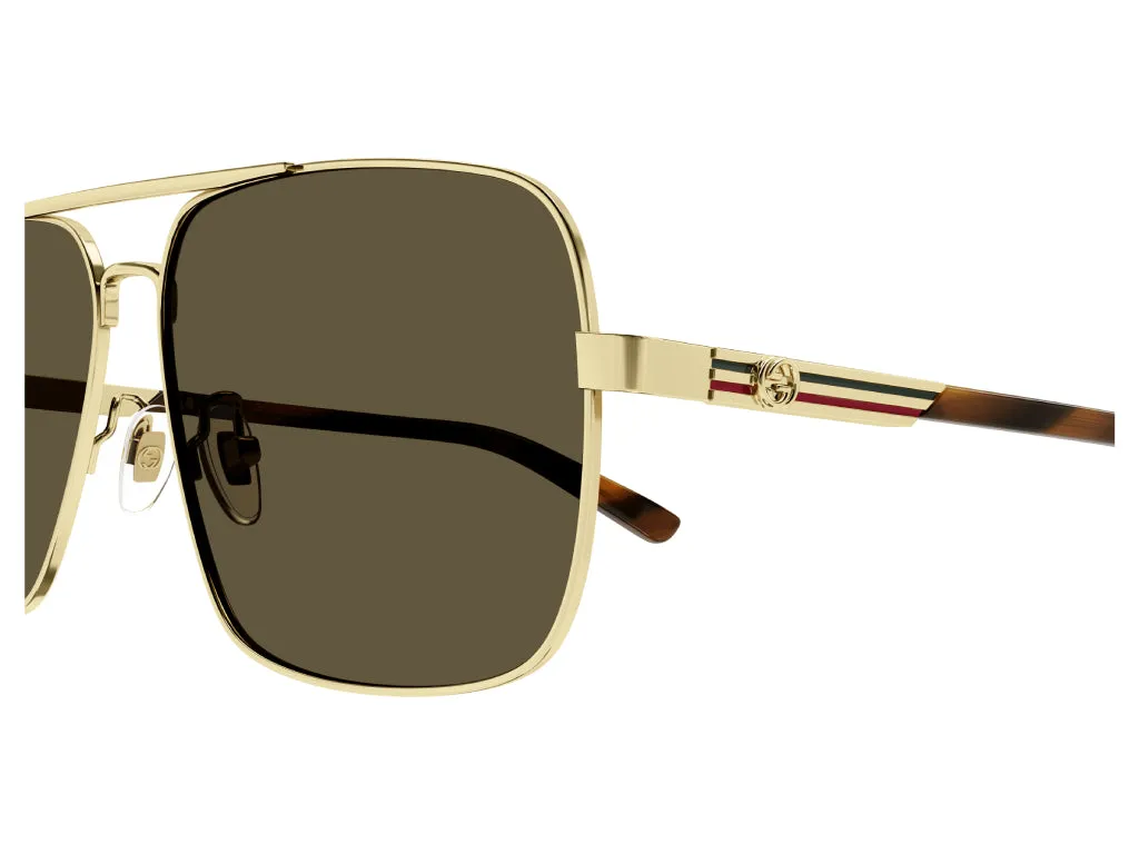 Gucci GG1289S 002 Occhiali da sole Metallo Oro Marrone Squadrata - immagine 4