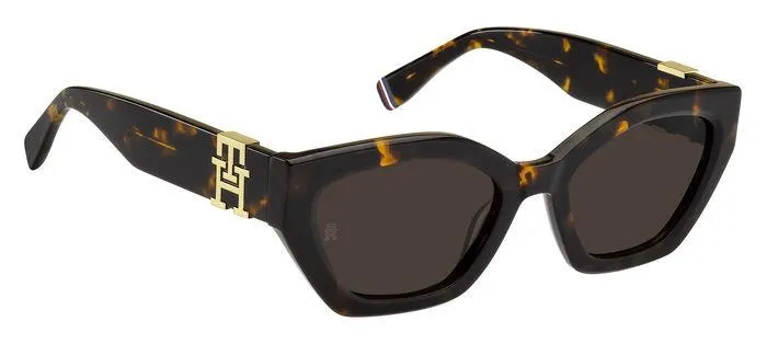 Tommy Hilfiger TH 1979/S 086/70 Occhiali da sole Acetato Havana Marrone Cat Eye - immagine 2
