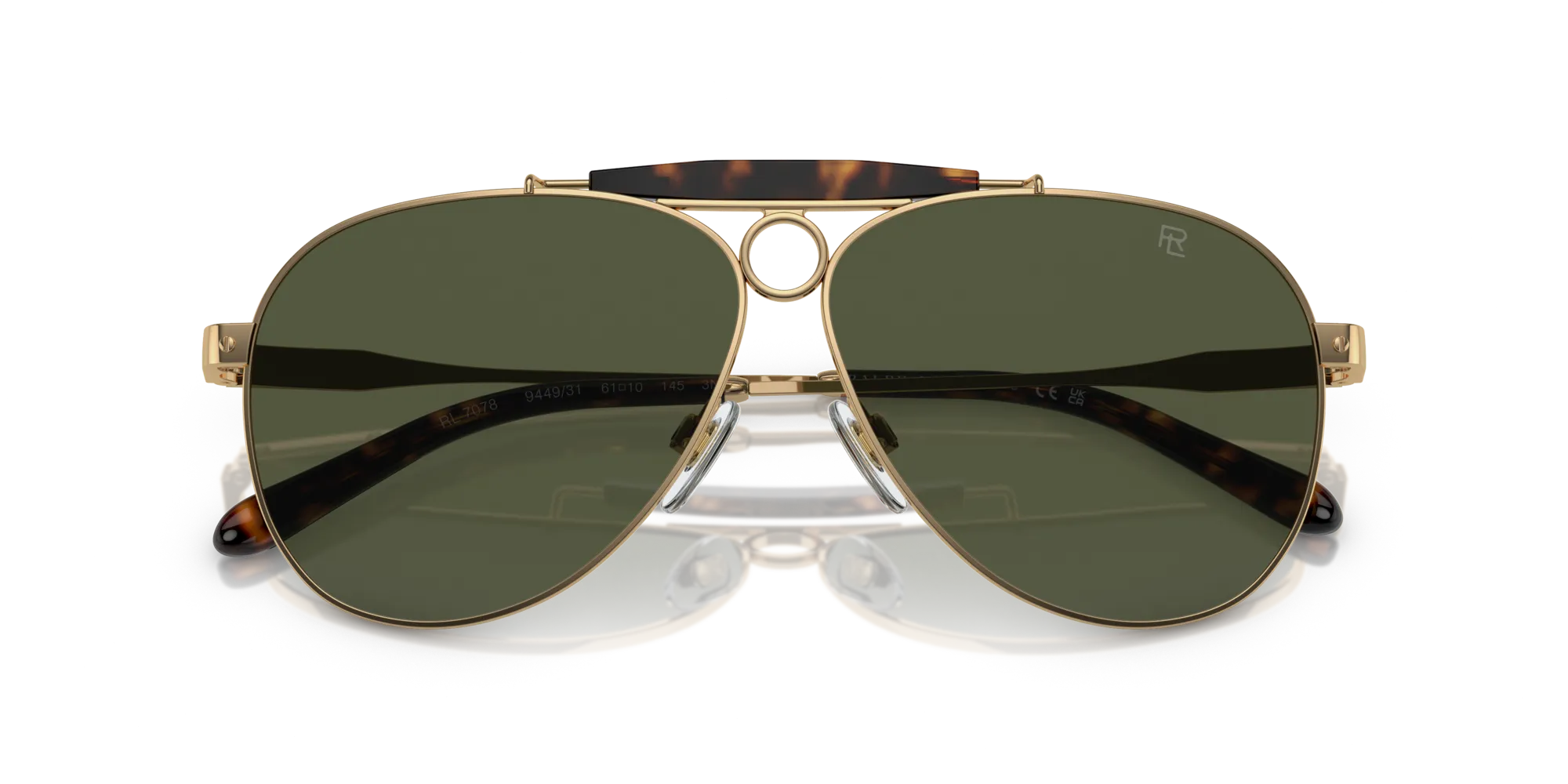 Ralph Lauren RL7078 THE COUNRTYMAN 944931 Occhiali da sole Metallo Oro Verde Pilot Normale - immagine 2