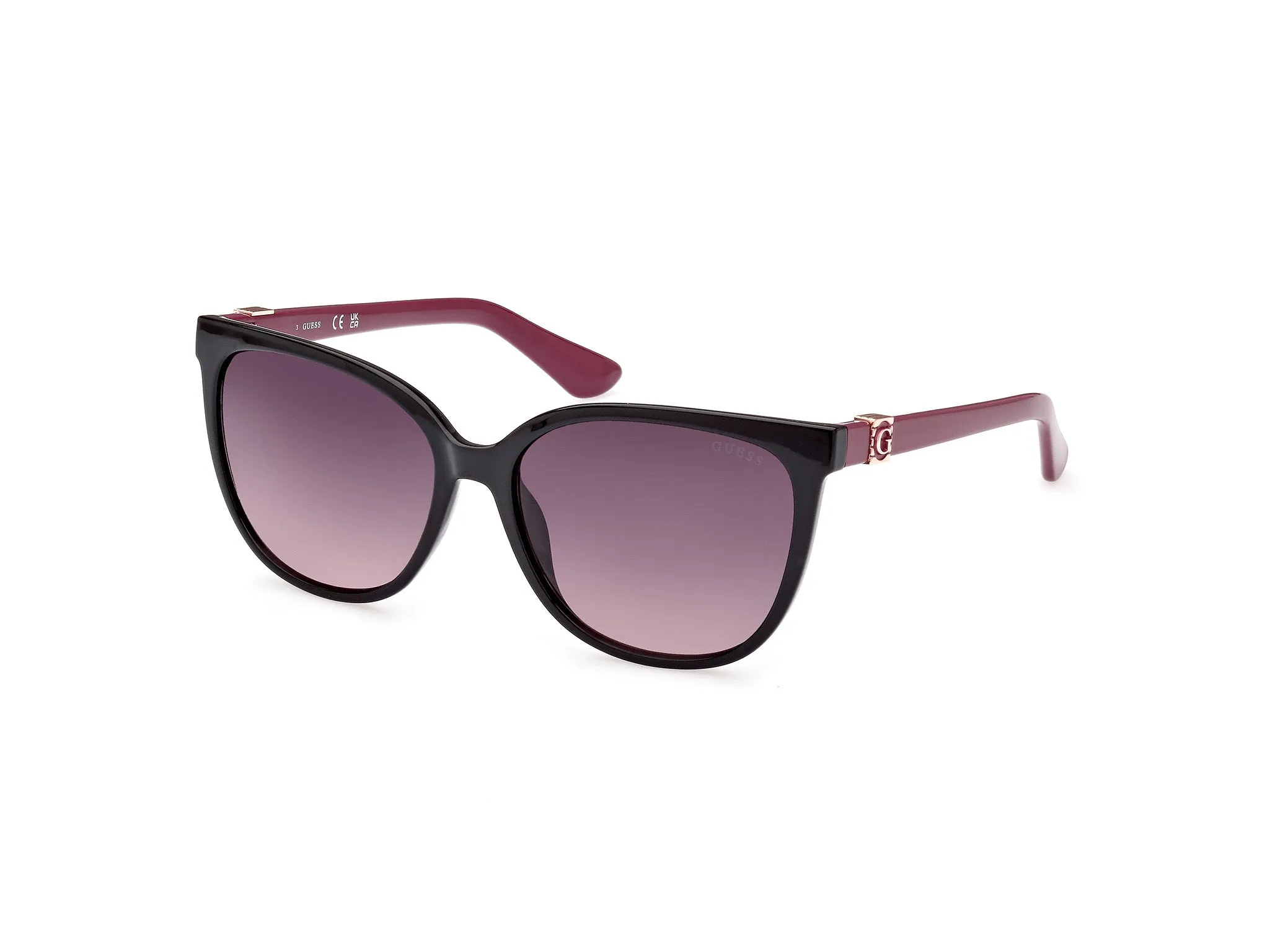 Guess GU7864 05B Occhiali da sole Iniettato Nero Grigio Rotonda Normale Sfumato - immagine 1