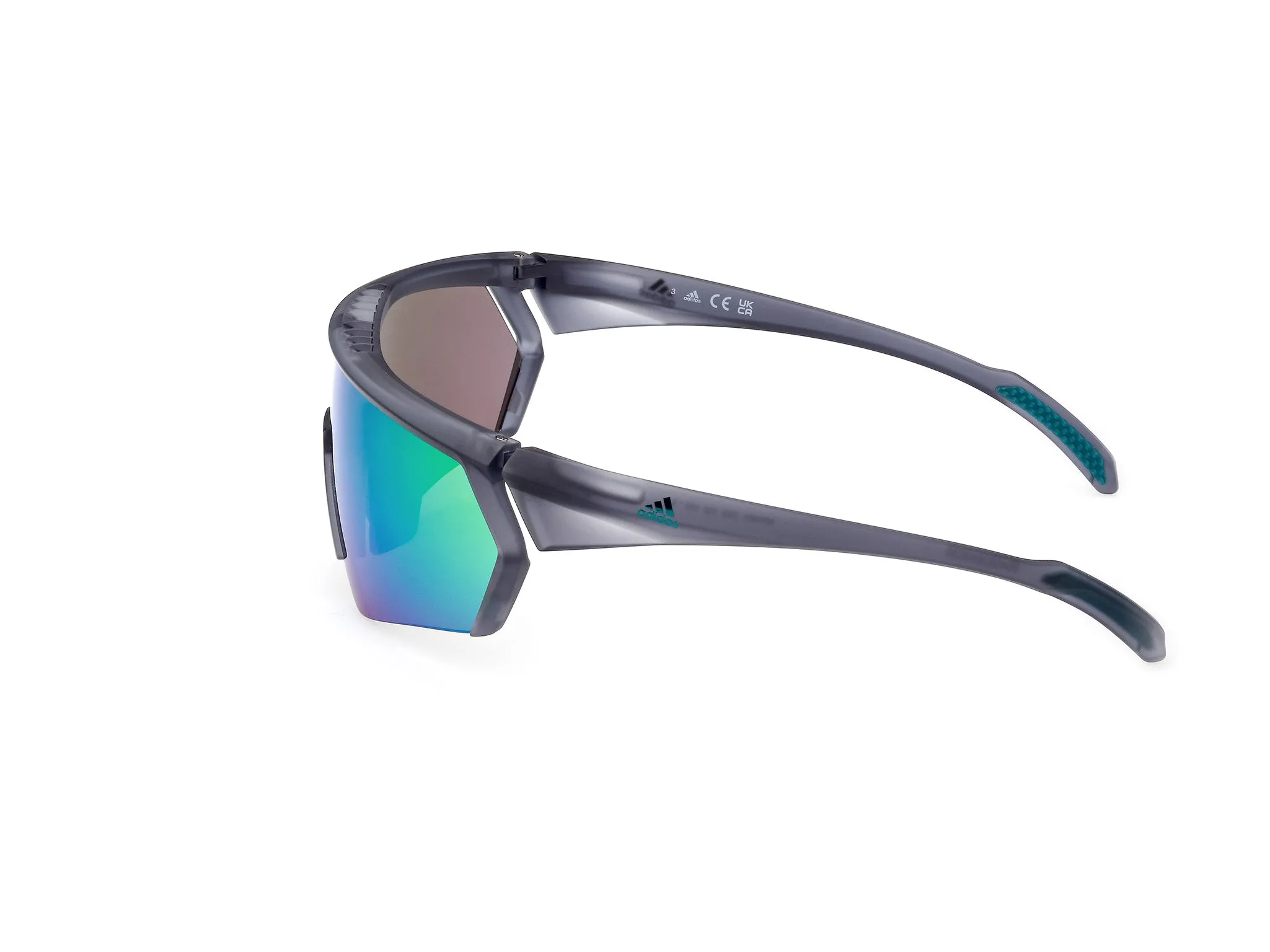 Adidas Sport SP0063 20Q Occhiali da sole Iniettato Grigio opaco Verde Maschera Normale Specchiato - immagine 3