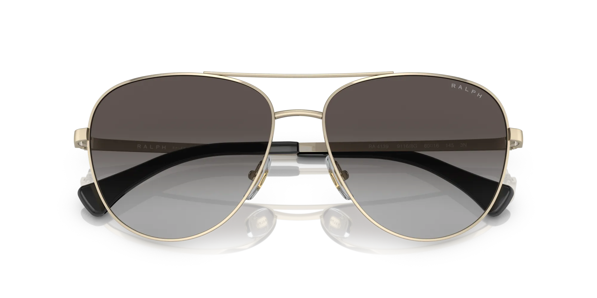 Ralph Lauren RA4139 91168G Occhiali da sole Metallo Oro chiaro Grigio Pilot Sfumato - immagine 2