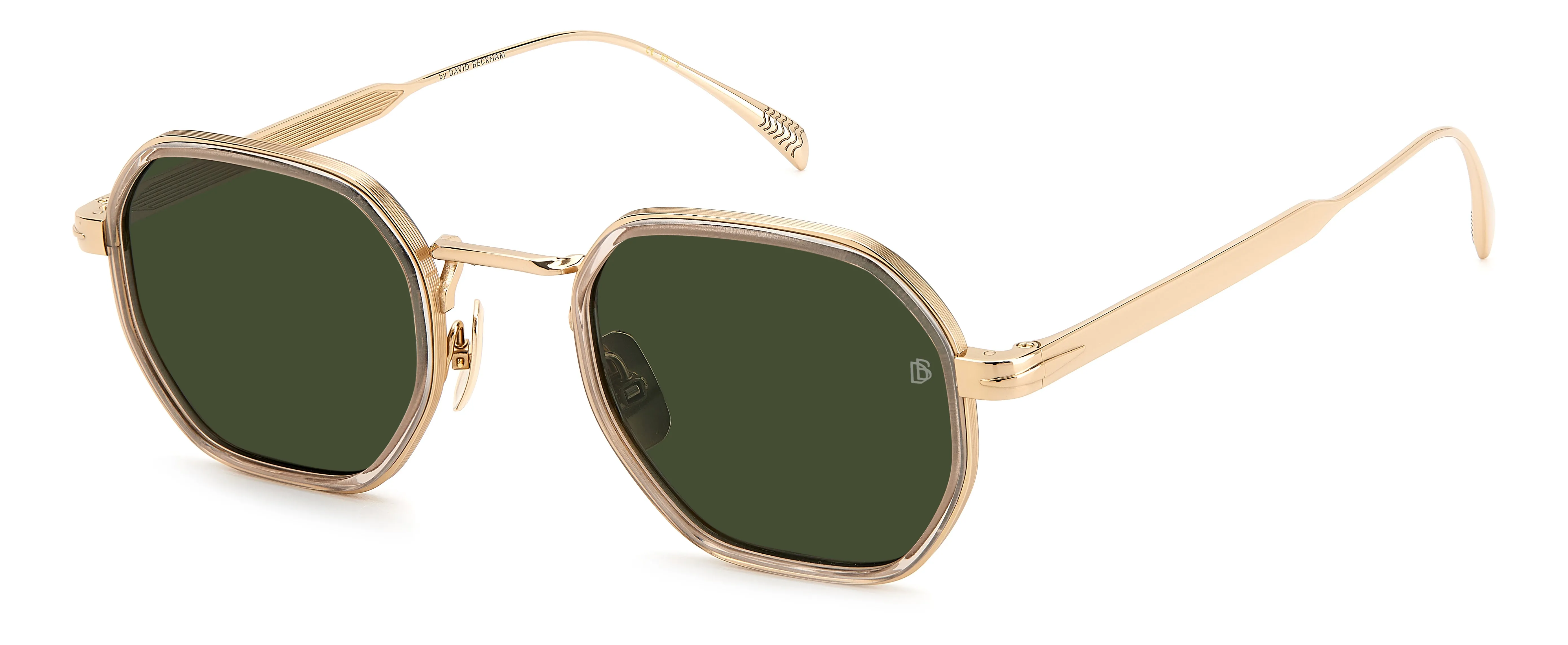 DAVID BECKHAM DB 1097/S 763/QT Occhiali da sole Titanio Oro Verde Geometrica - immagine 1