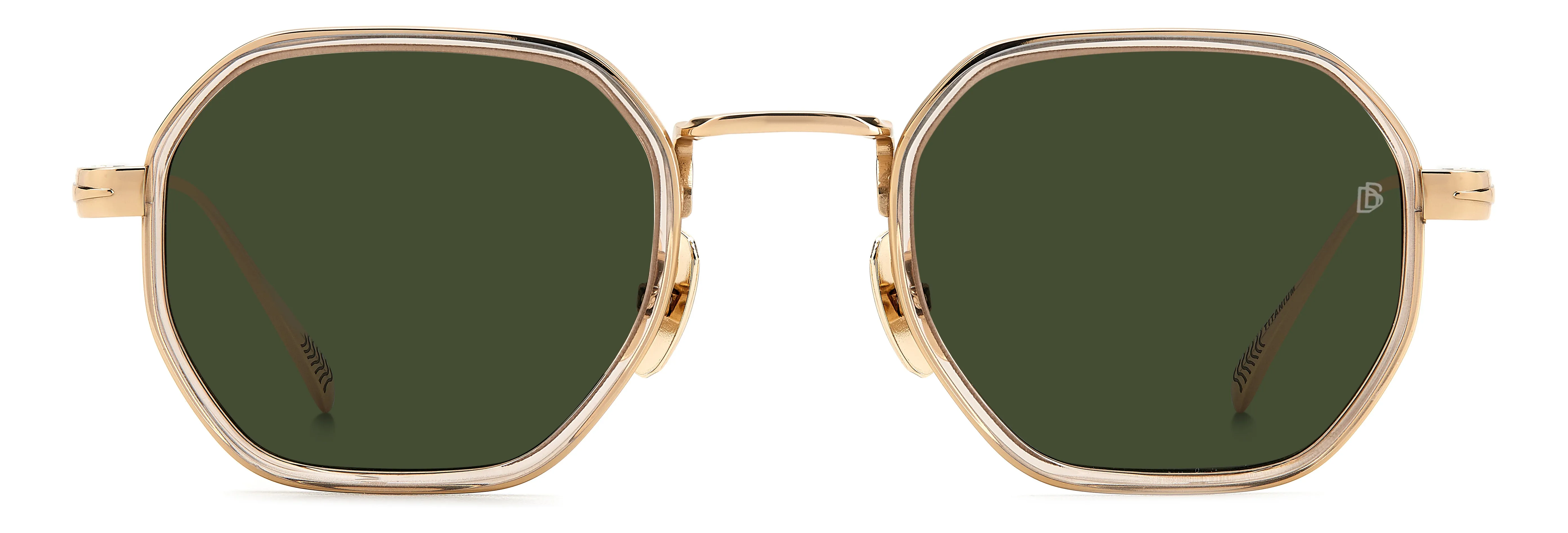 DAVID BECKHAM DB 1097/S 763/QT Occhiali da sole Titanio Oro Verde Geometrica - immagine 2