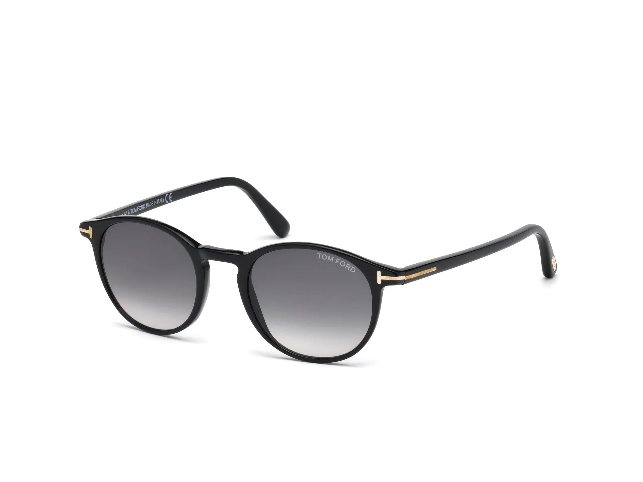 TOM FORD FT0539 ANDREA-02 01B Occhiali da sole Acetato Nero Grigio Rotonda Normale Sfumato - immagine 1