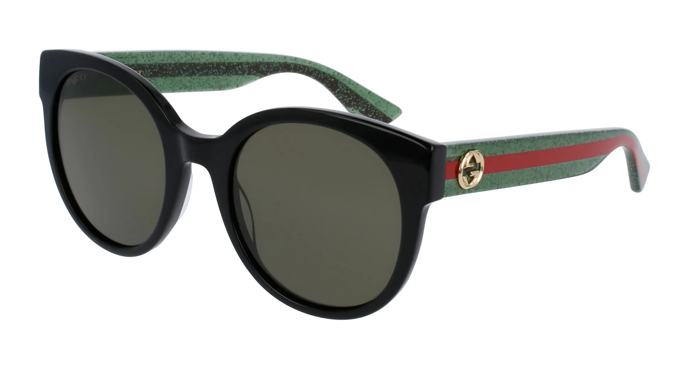 Gucci GG0035SN 002 Occhiali da sole Acetato Nero Verde Rotonda - immagine 1