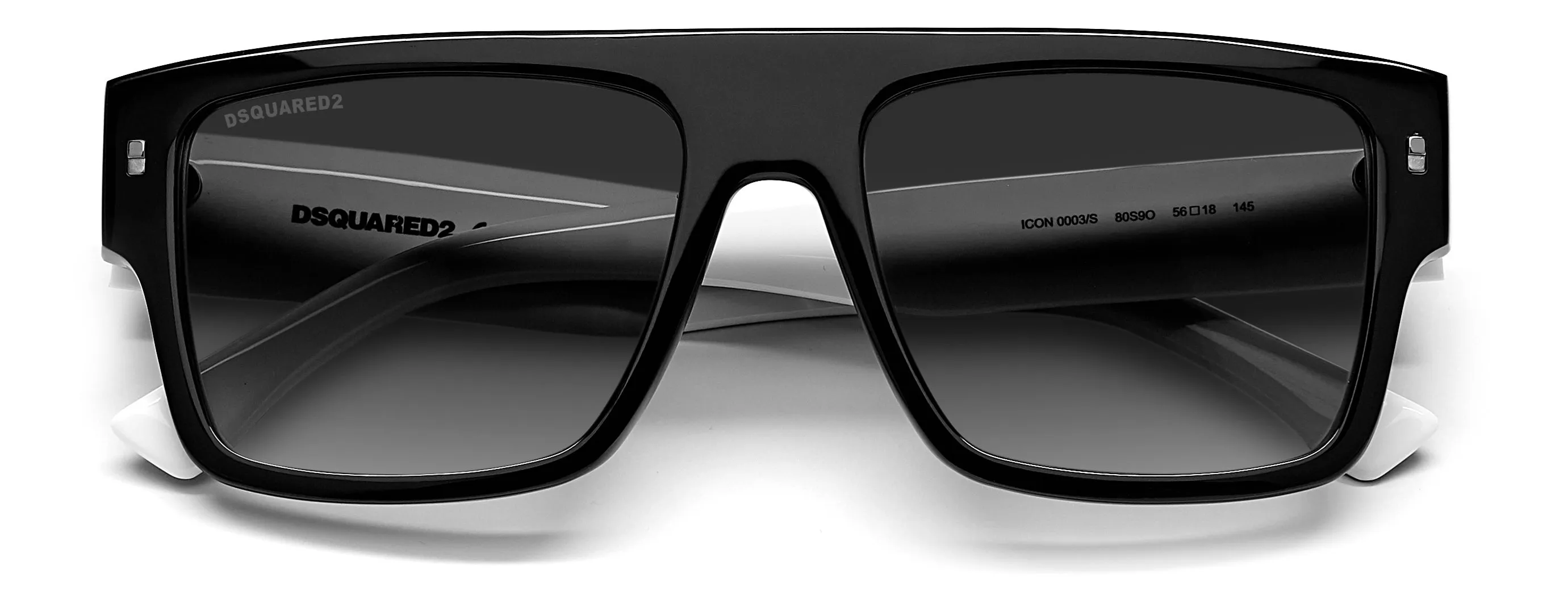 Dsquared2 ICON 0003/S 80S/9O Occhiali da sole Acetato Nero/bianco Grigio Squadrata Sfumato - immagine 3
