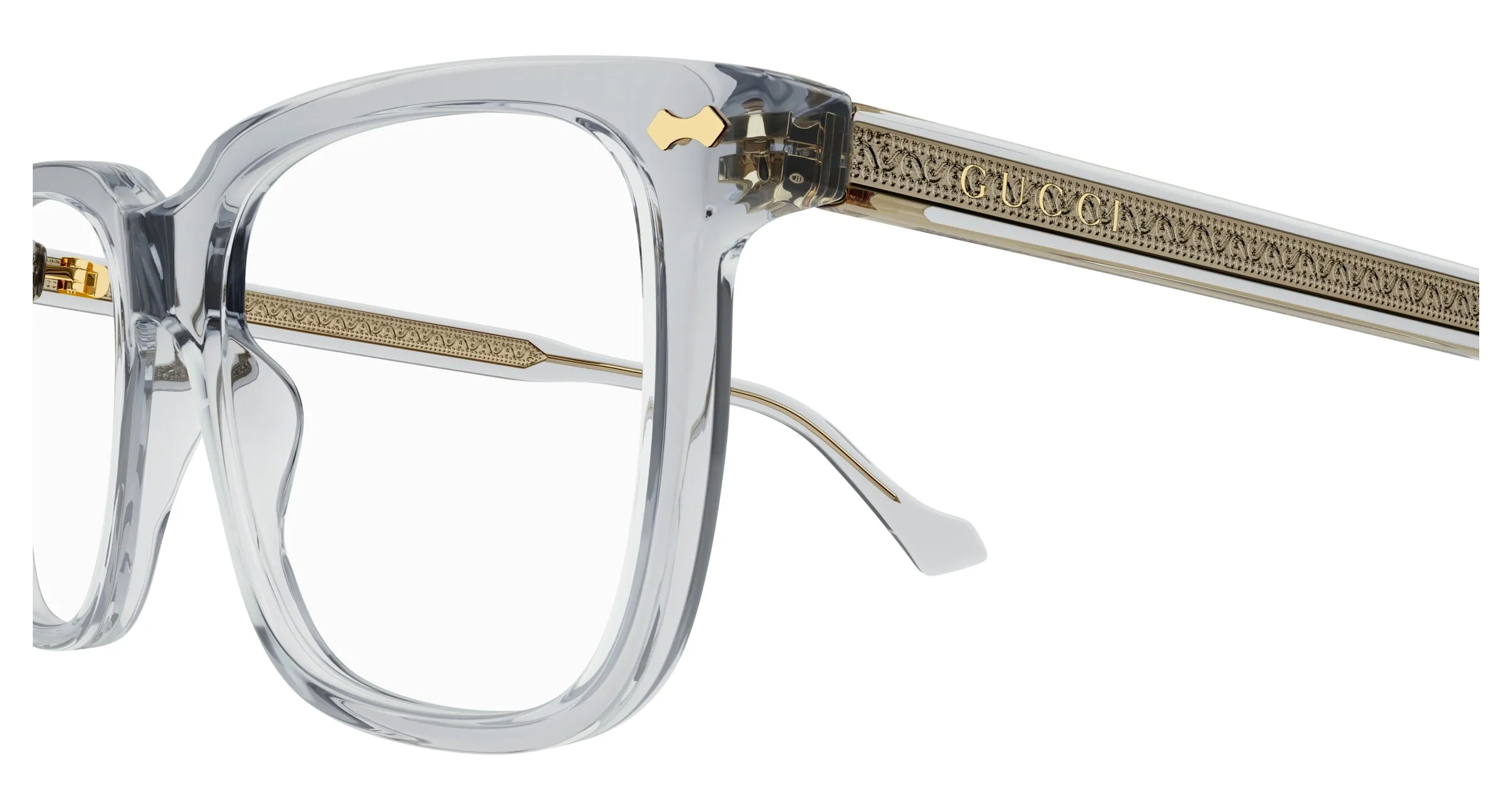 Gucci GG0737O 016 Montature da vista Acetato Grigio Trasparente Squadrata - immagine 3