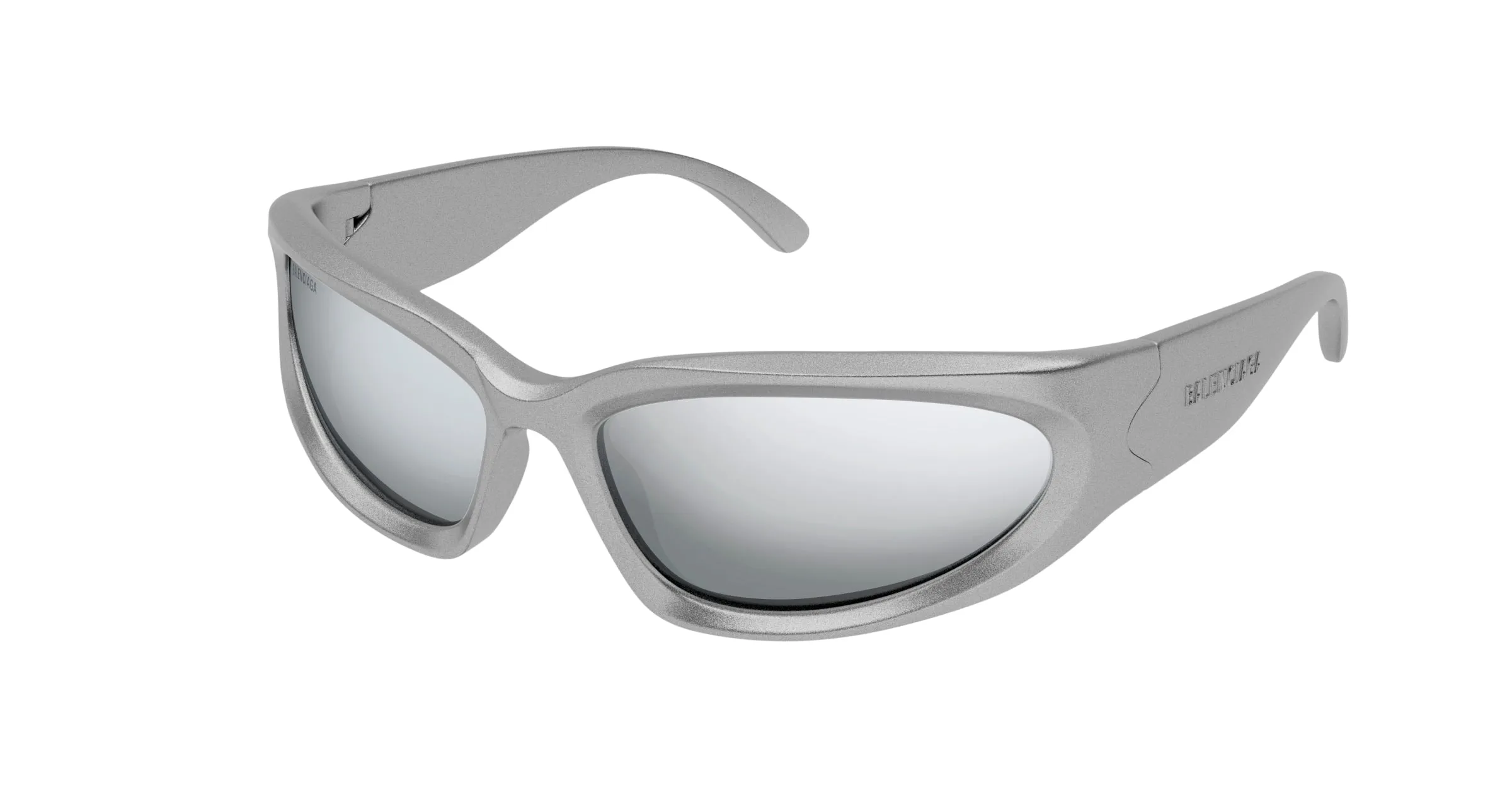 Balenciaga BB0157S 004 Occhiali da sole Iniettato Argento Argento Rotonda Specchiato - immagine 1