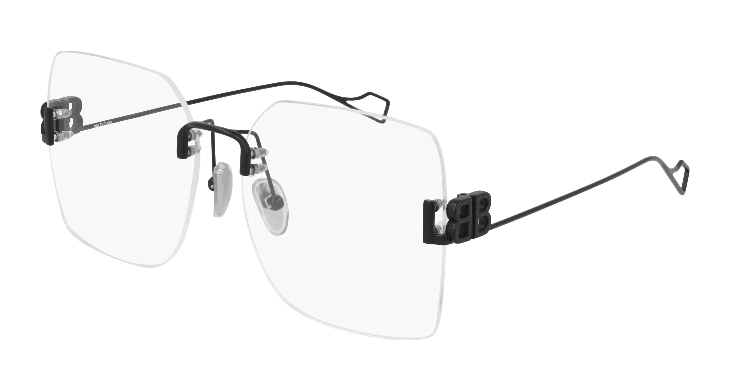 Balenciaga BB0113O 001 Montature da vista Metallo Nero Trasparente Squadrata - immagine 1