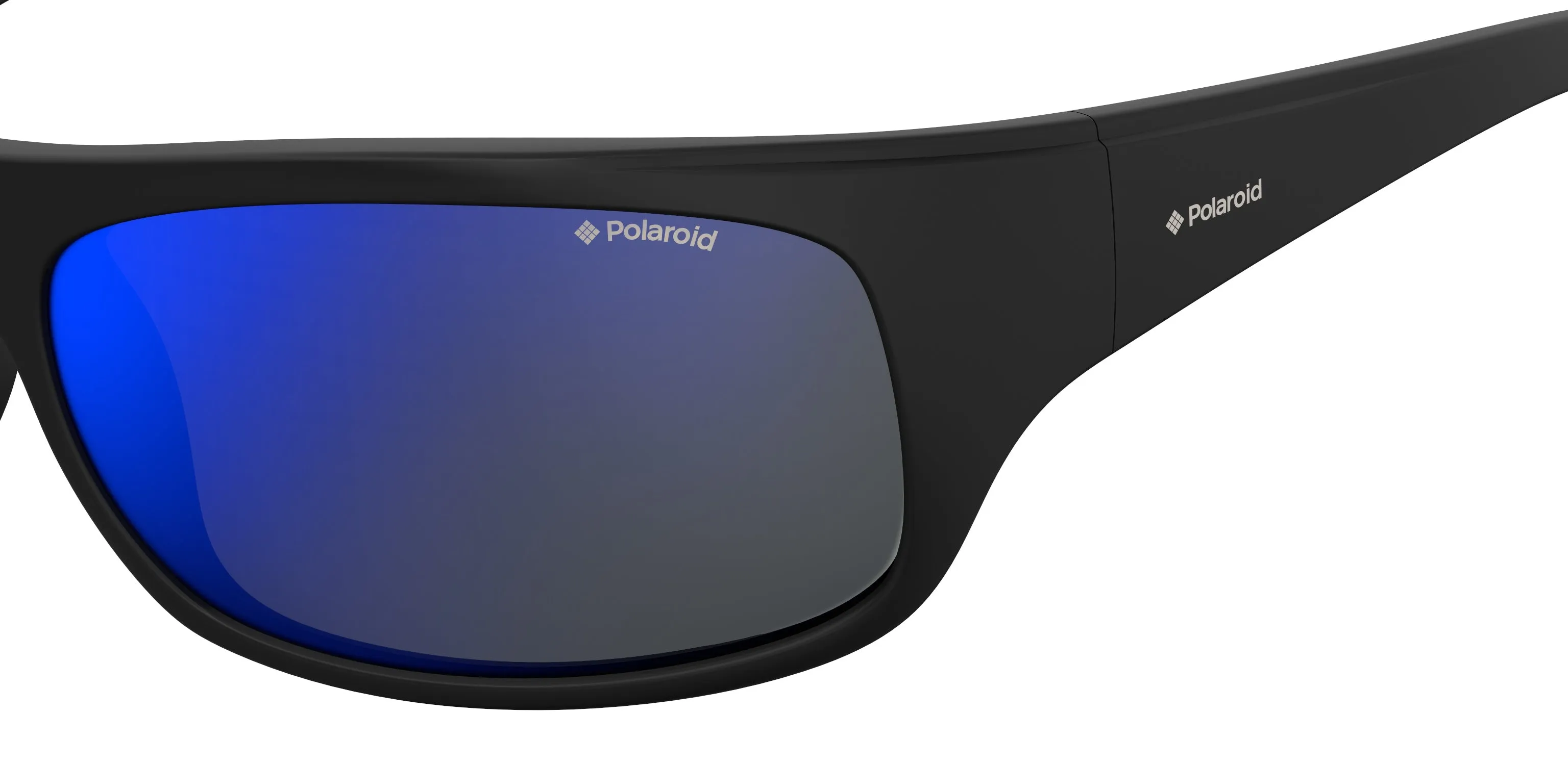 Polaroid 07886 003/5X Occhiali da sole Plastica Nero Blu Squadrata Specchiato - immagine 3