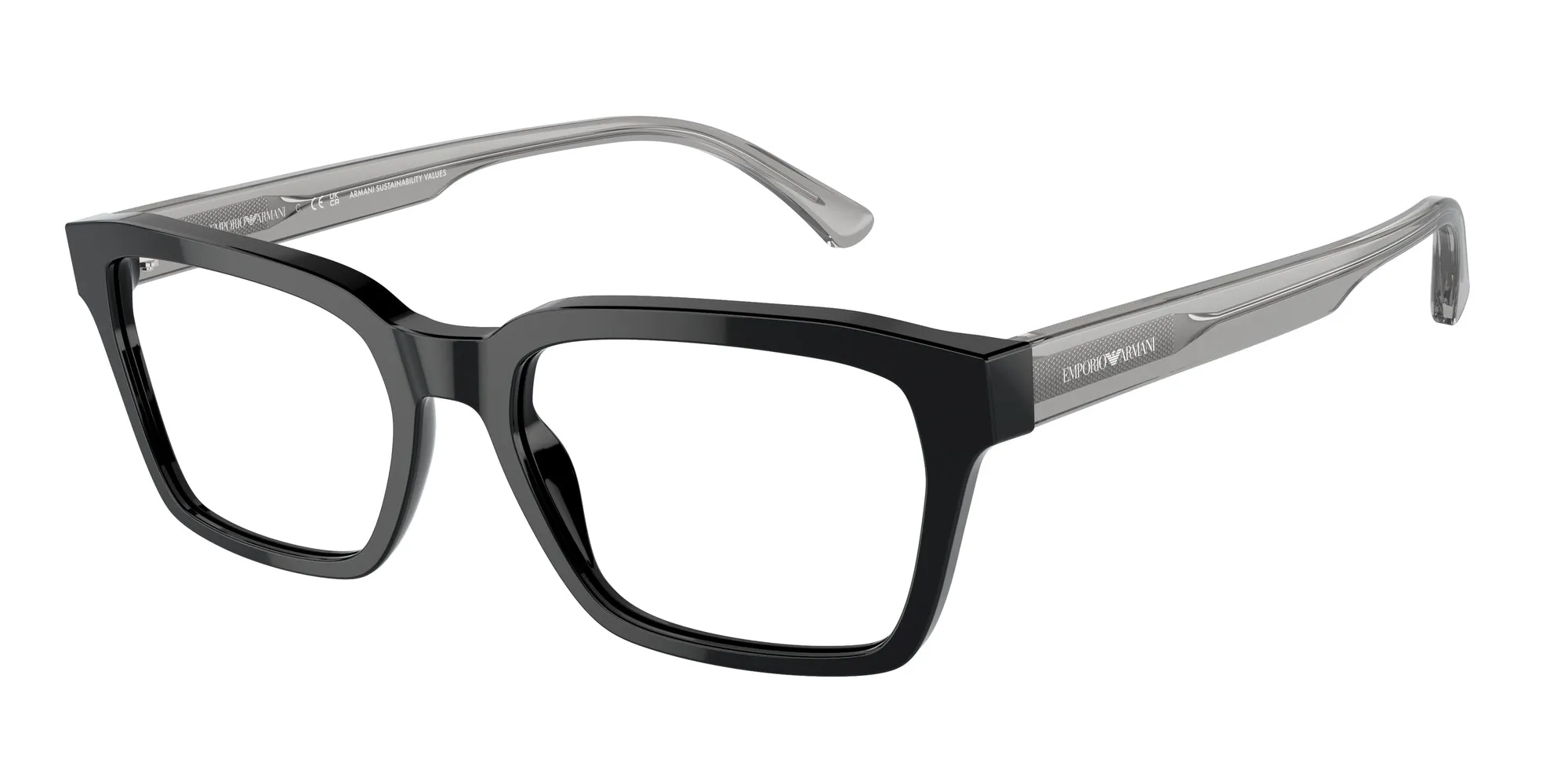 Emporio Armani EA3192 5378 Montature da vista Acetato Nero Trasparente Squadrata Normale - immagine 1