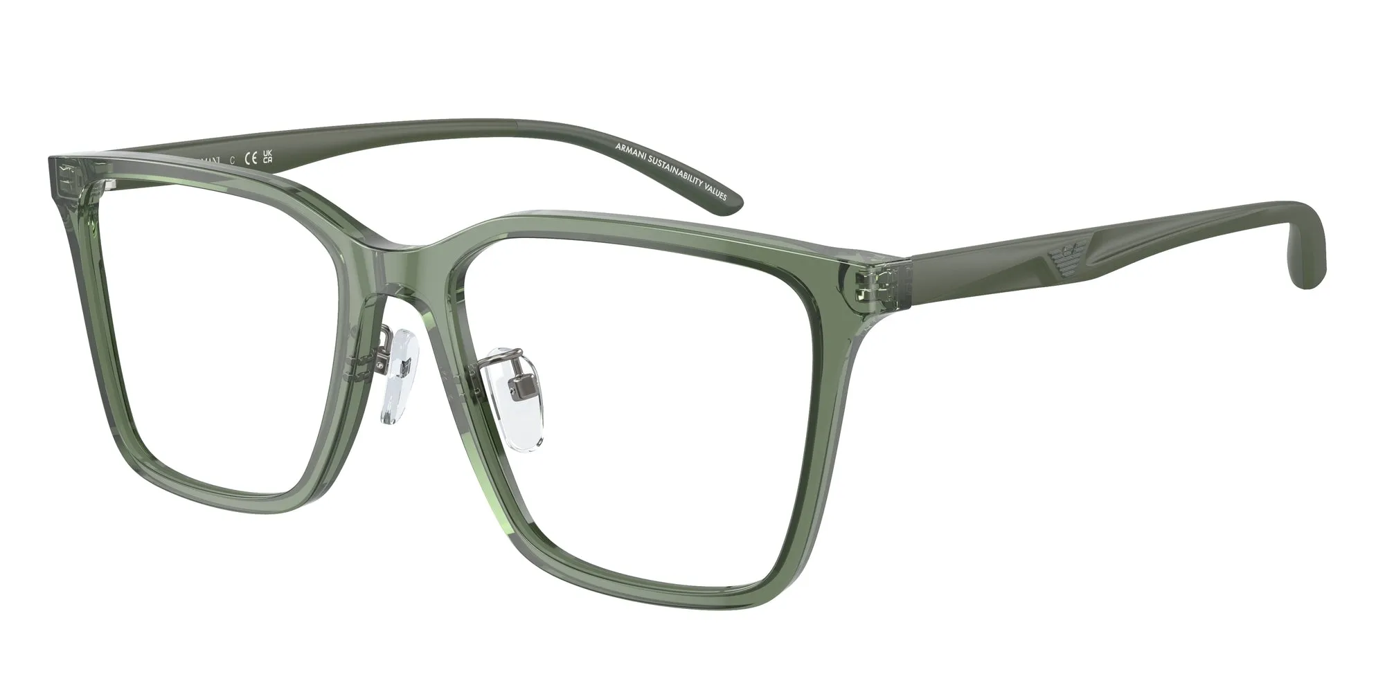 Emporio Armani EA3232D 6061 Montature da vista Acetato Verde Trasparente Squadrata Normale - immagine 1