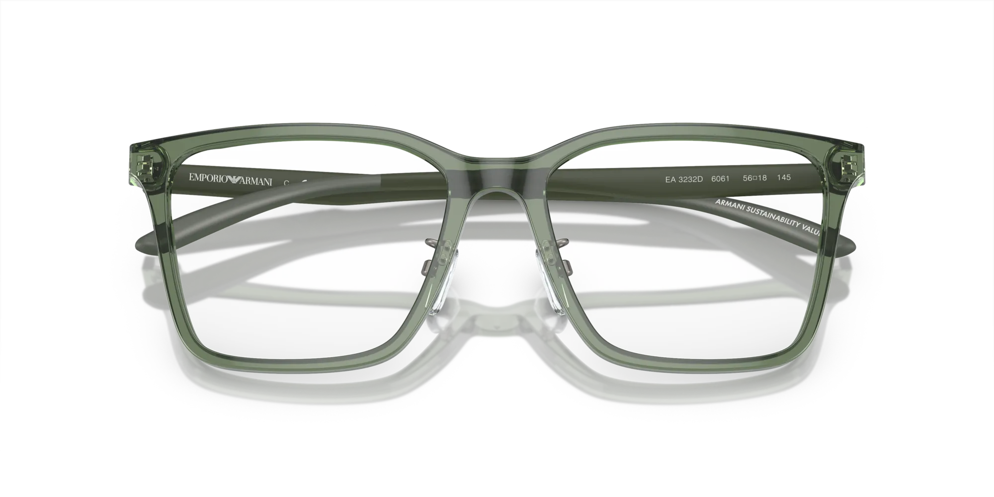 Emporio Armani EA3232D 6061 Montature da vista Acetato Verde Trasparente Squadrata Normale - immagine 2