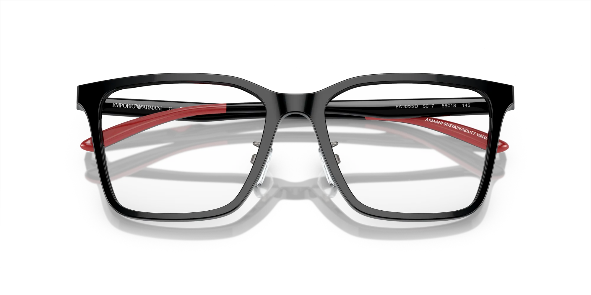 Emporio Armani EA3232D 5017 Montature da vista Acetato Nero Trasparente Squadrata Normale - immagine 2