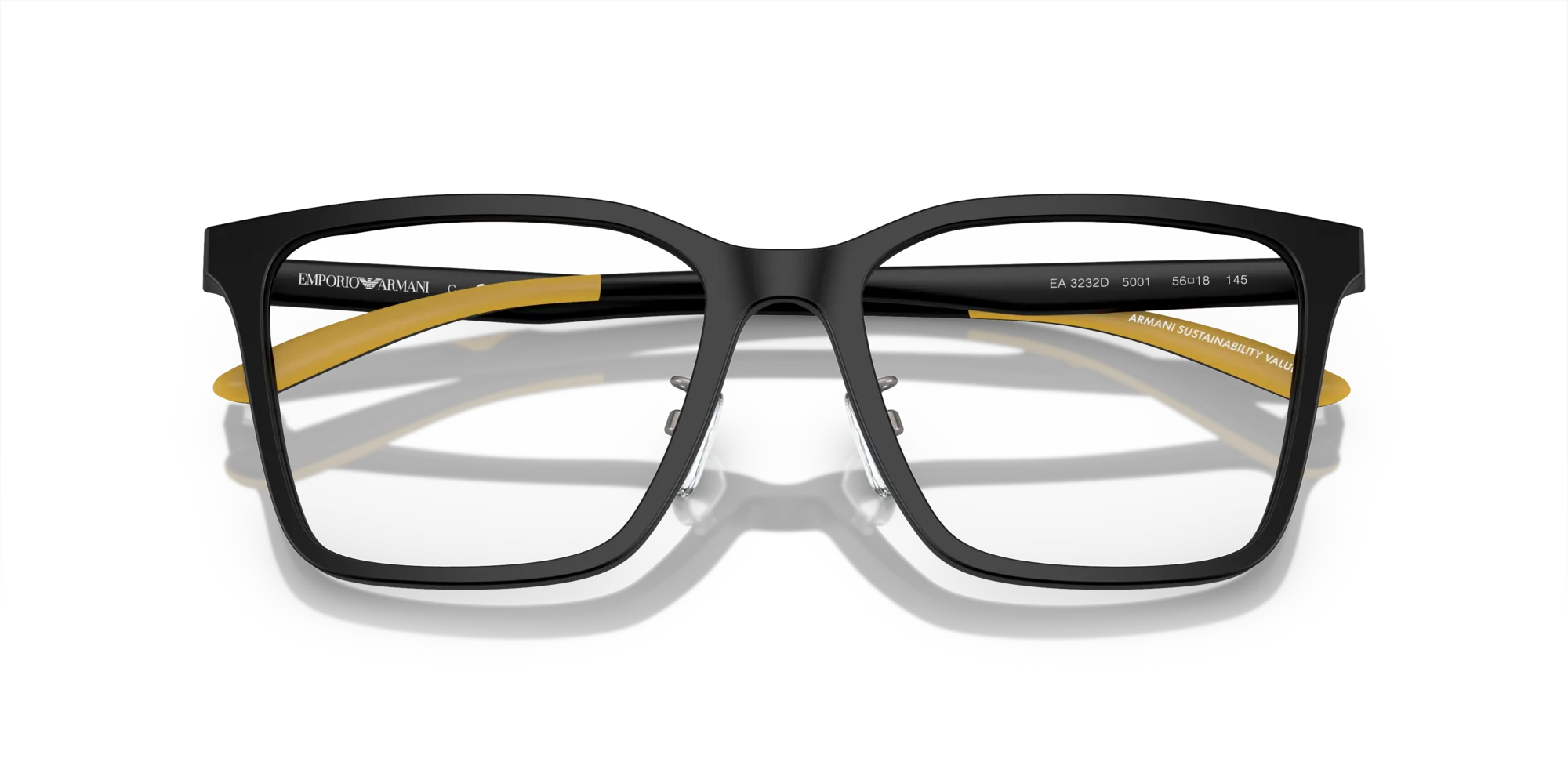 Emporio Armani EA3232D 5001 Montature da vista Acetato Nero Trasparente Squadrata Normale - immagine 2
