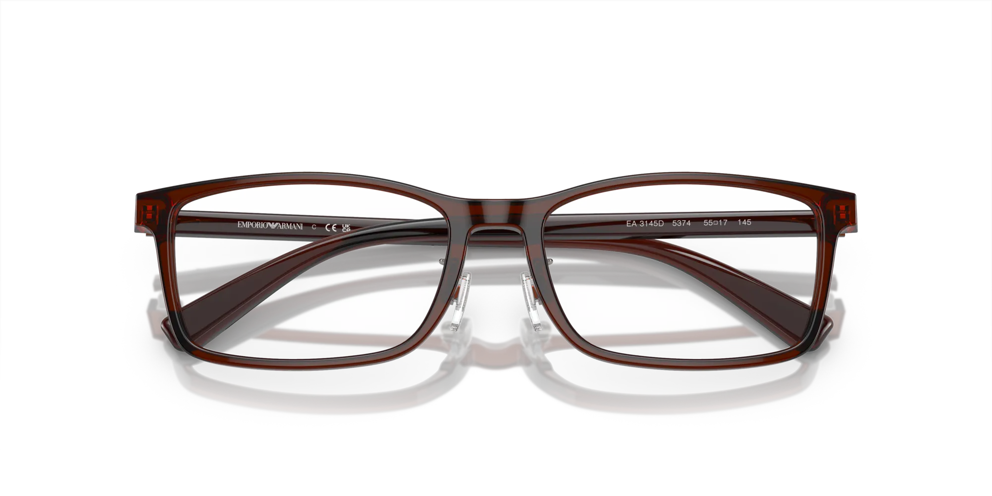 Emporio Armani EA3145D 5374 Montature da vista Acetato Marrone Trasparente Pillow Normale - immagine 2