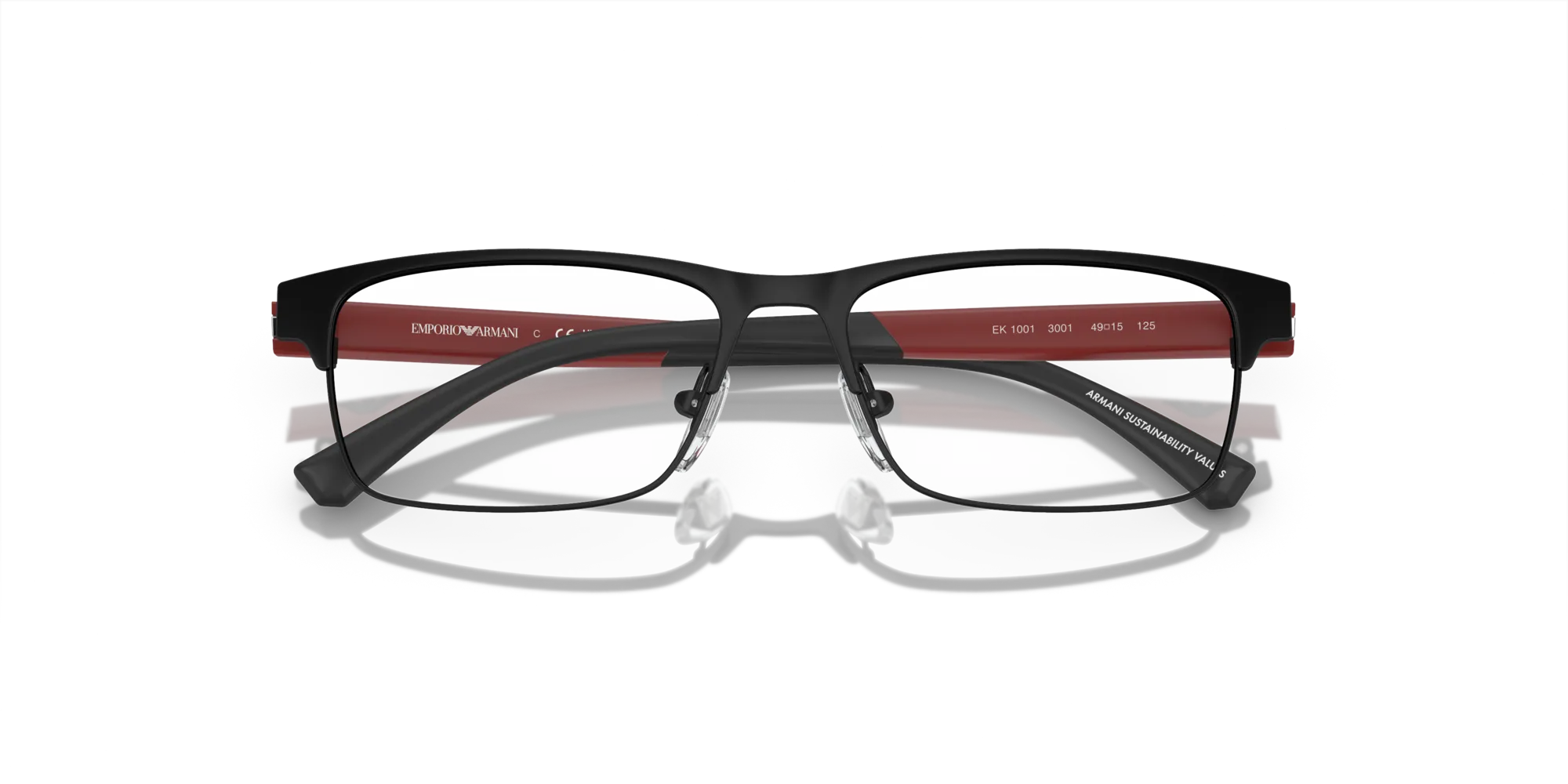 Emporio Armani EK1001 3001 Montature da vista Metallo Nero Trasparente Squadrata Normale - immagine 2